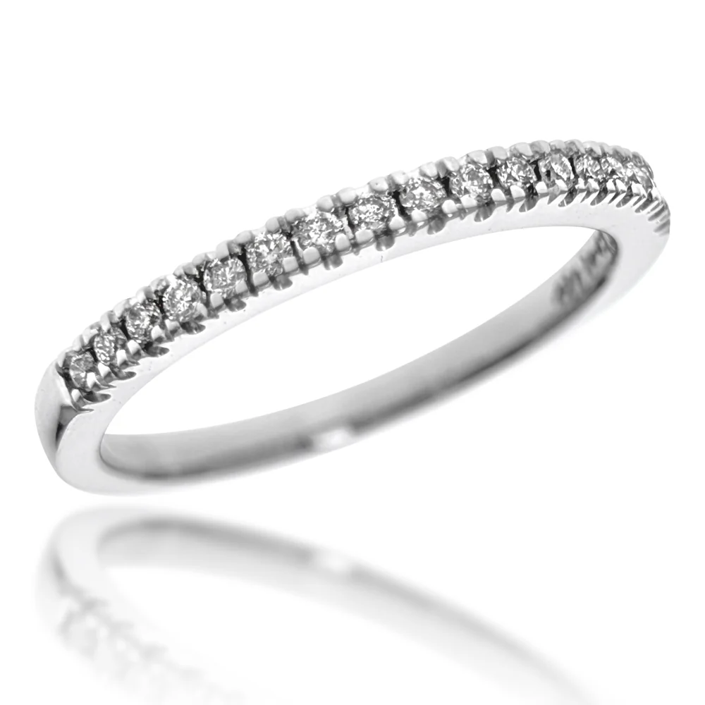 14K White Gold Diamond Wedding Band