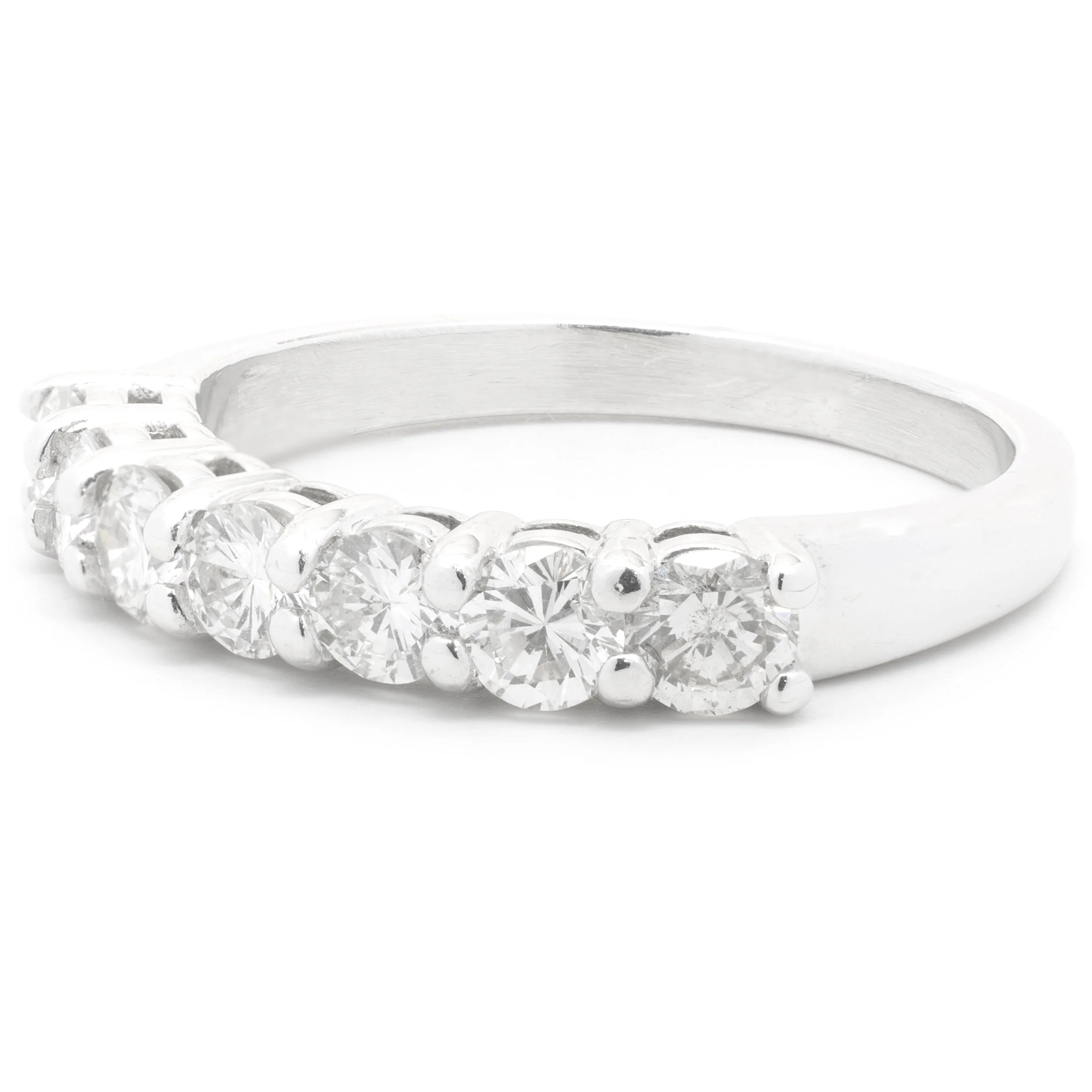 14k White Gold Diamond Wedding Band - Image 3