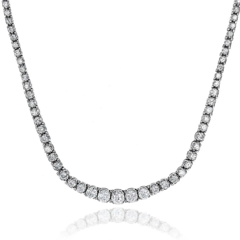 14K White Gold Graduated Diamond Tennis Necklace