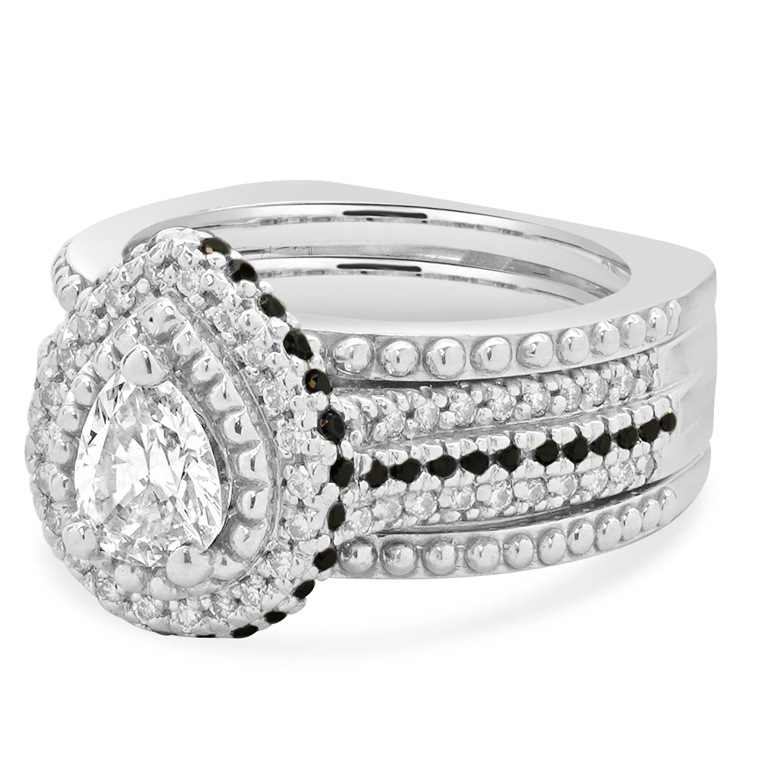 14K White Gold Pear Cut Diamond Engagement Ring - Image 2