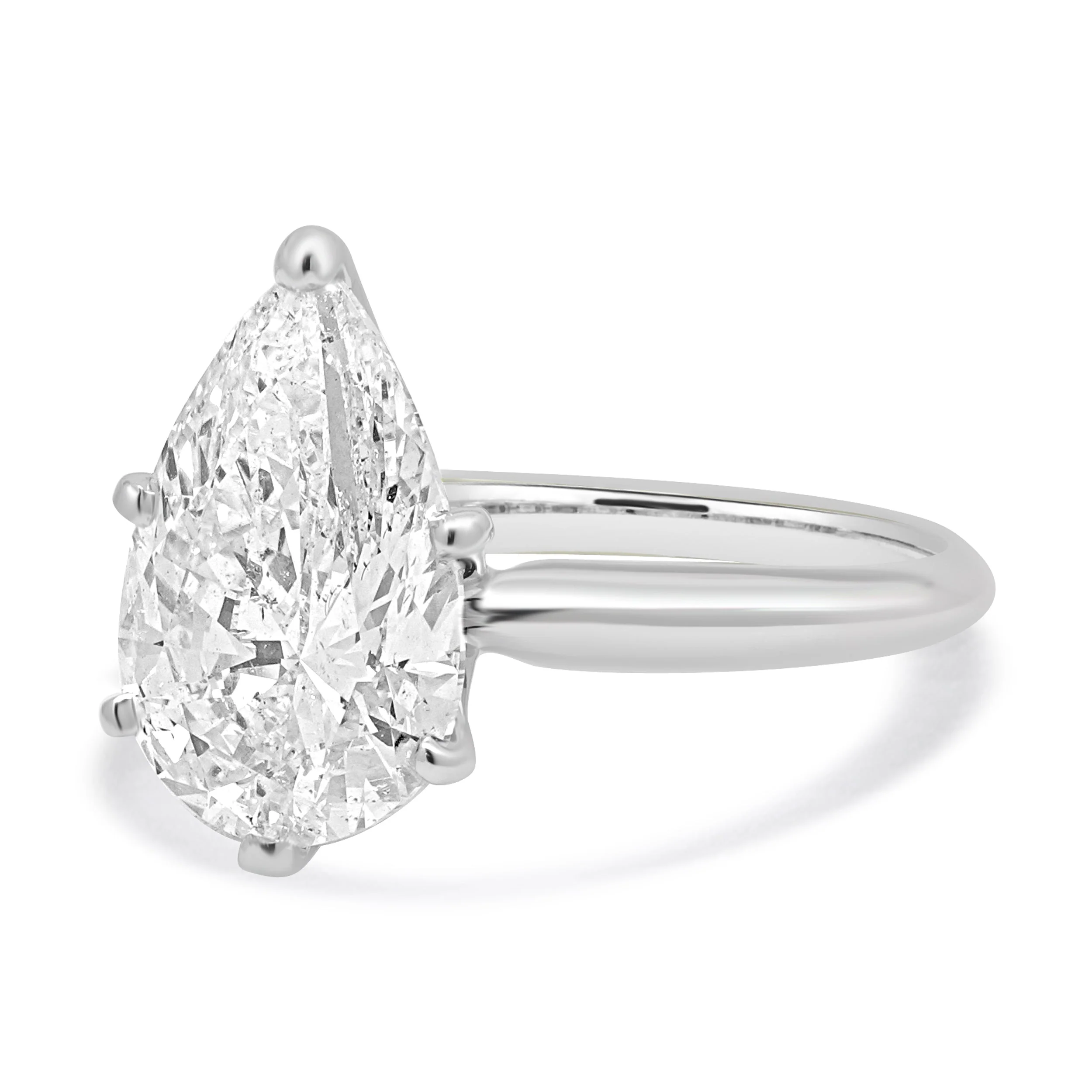 14K White Gold Pear Diamond Solitaire Engagement Ring - Image 2