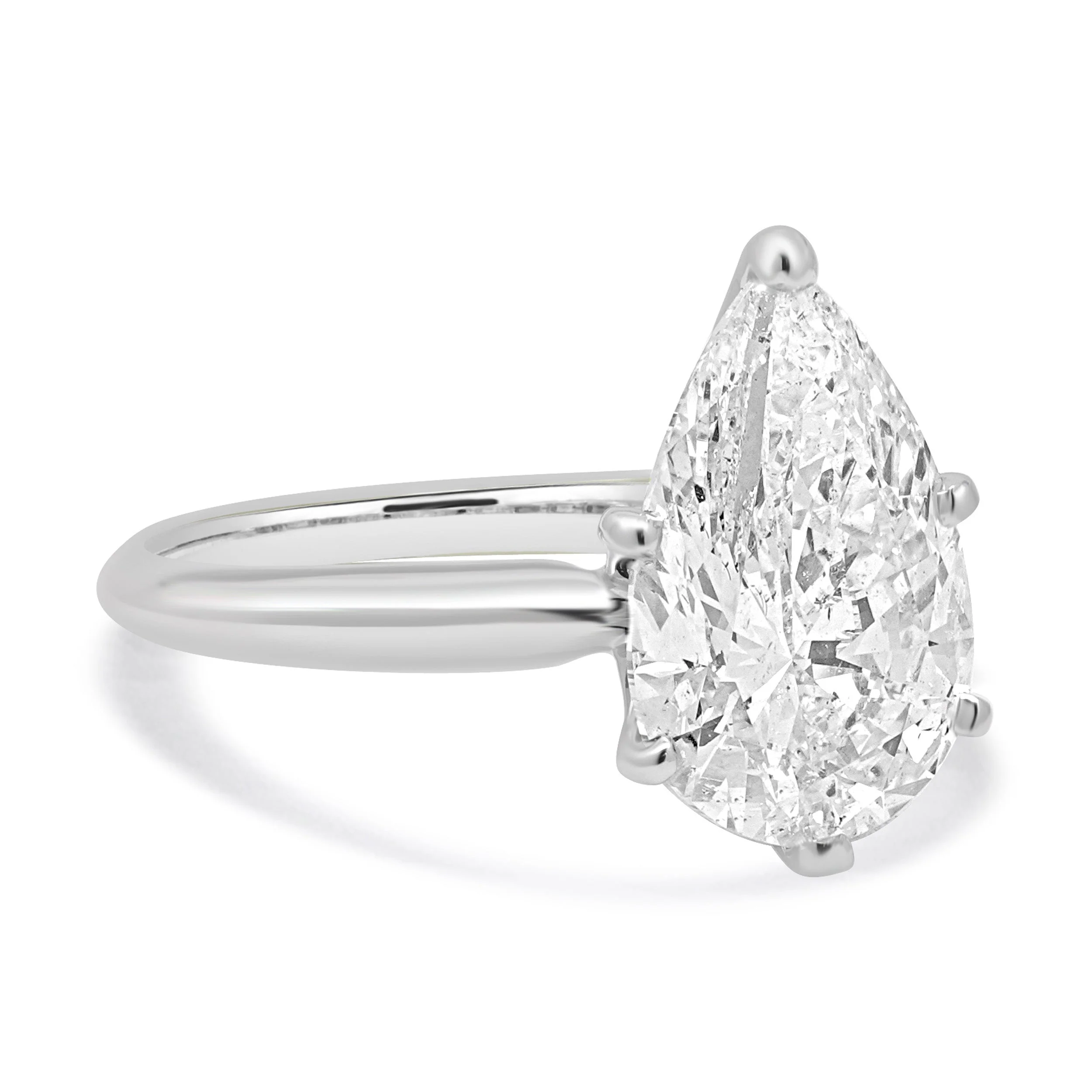 14K White Gold Pear Diamond Solitaire Engagement Ring - Image 4