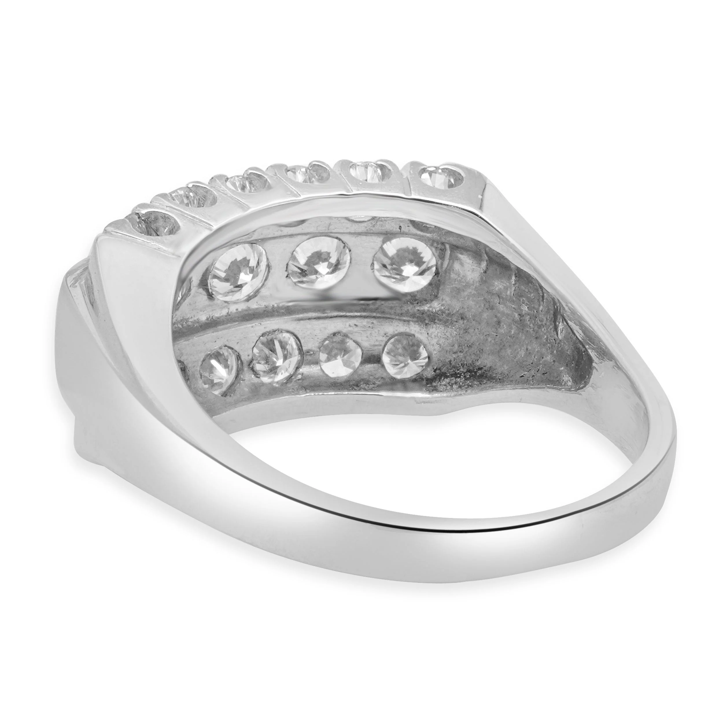 14K White Gold Round and 3-Row Round Diamond Ring - Image 4