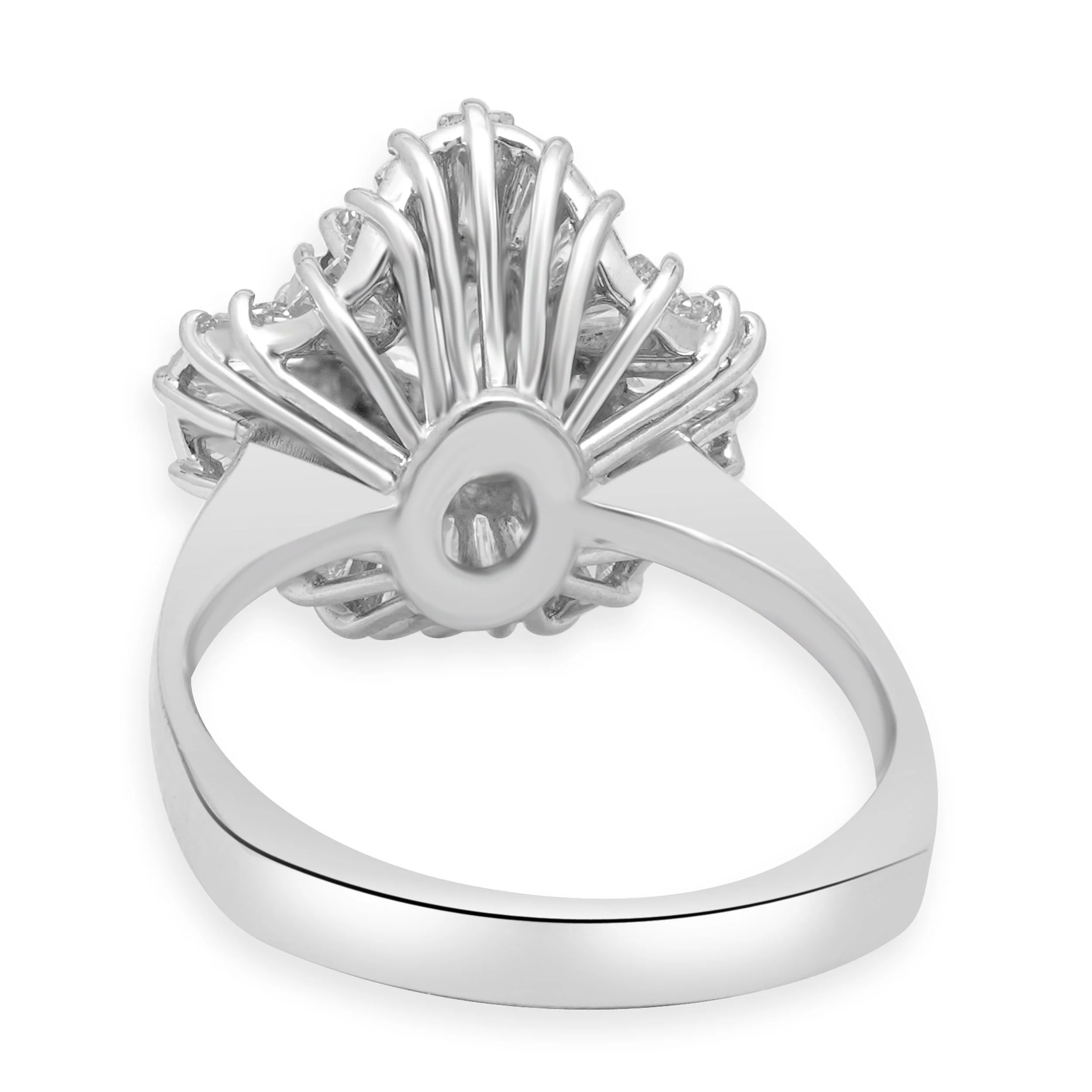 14K White Gold Round Brilliant Cut and Baguette Cut Diamond Ballerina Ring - Image 4