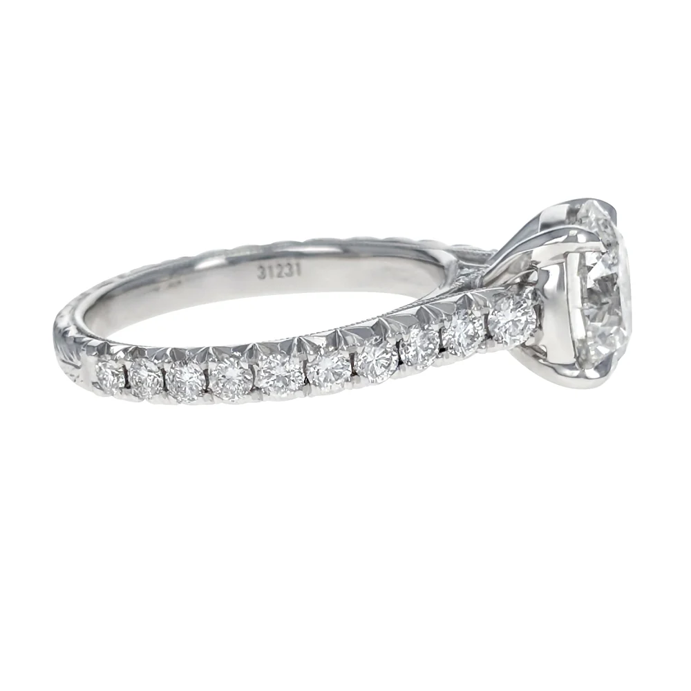 14K White Gold Round Brilliant Cut Diamond Engagement Ring - Image 2