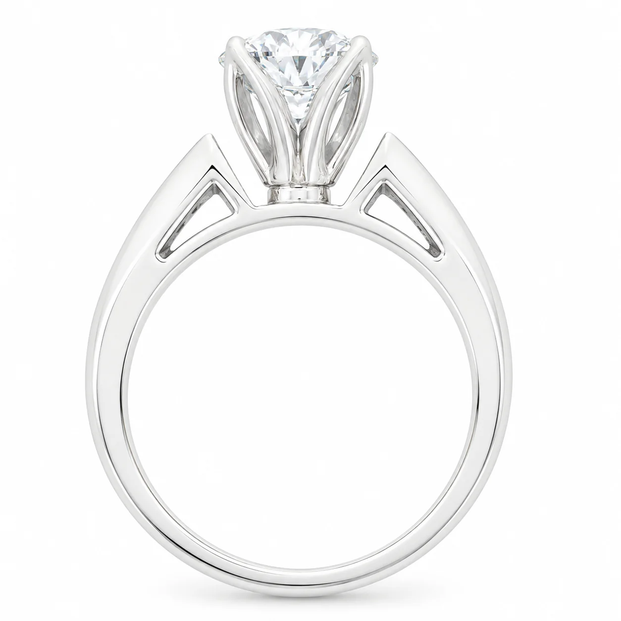 14K White Gold Round Brilliant Cut Diamond Engagement Ring - Image 4