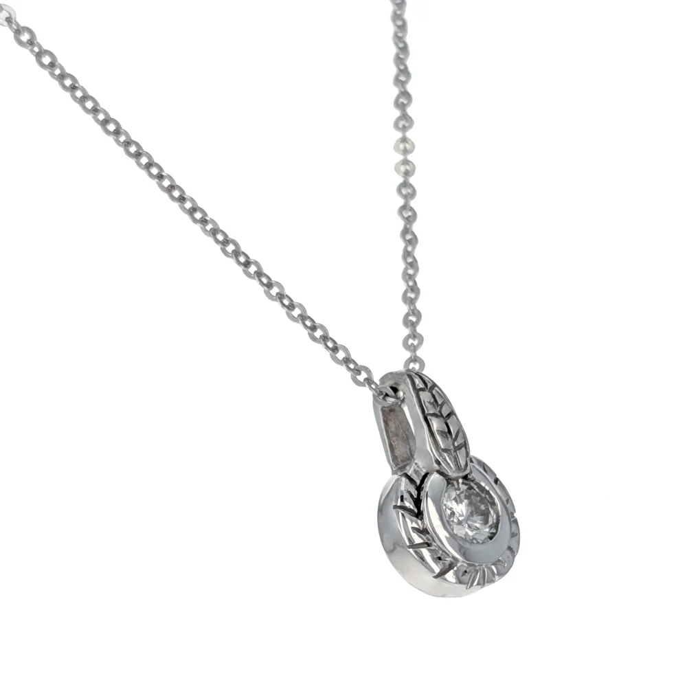 14K White Gold Solitaire Floating Diamond Necklace - Image 2