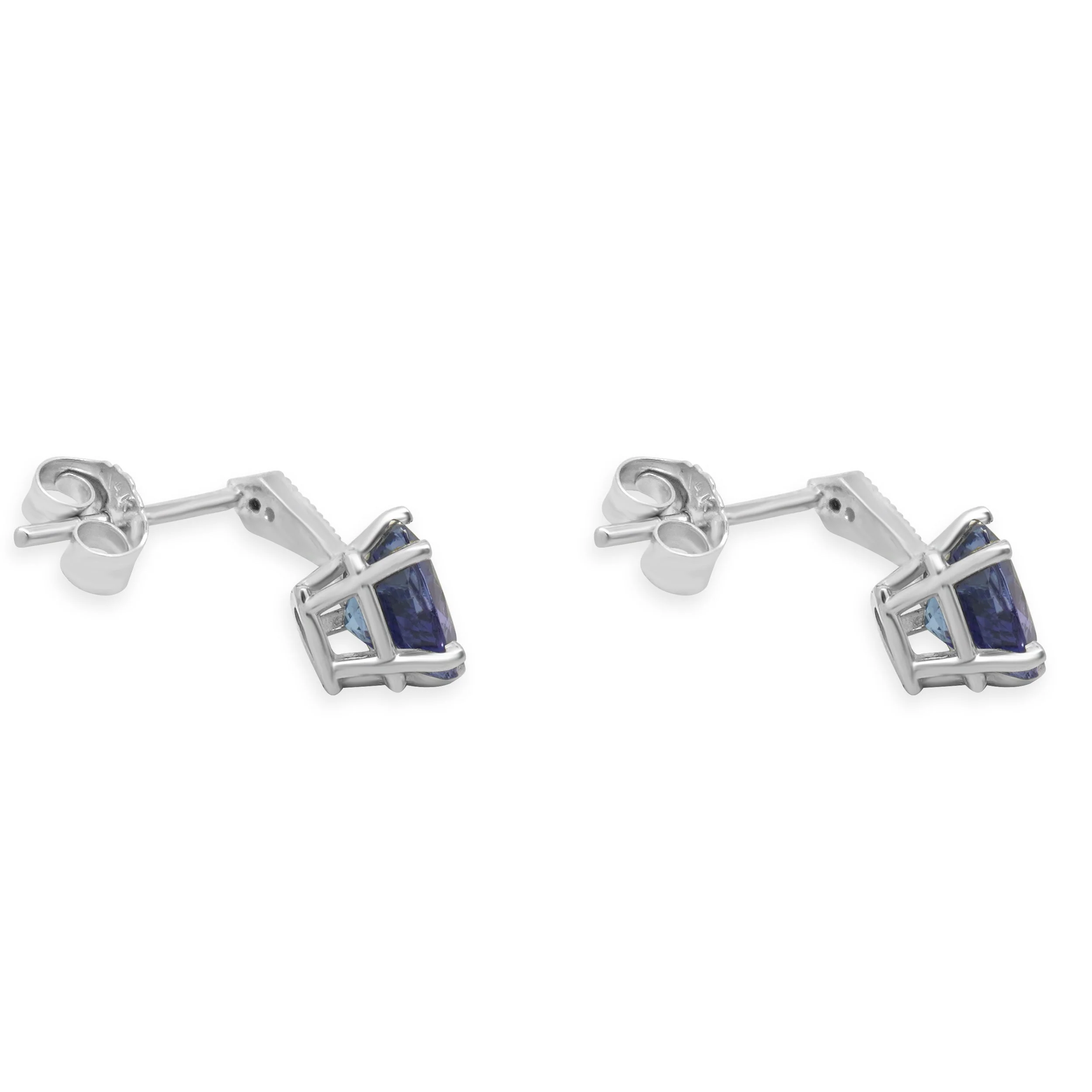 14K White Gold Trillion Cut Tanzanite and Diamond Dangle Earrings - Image 4