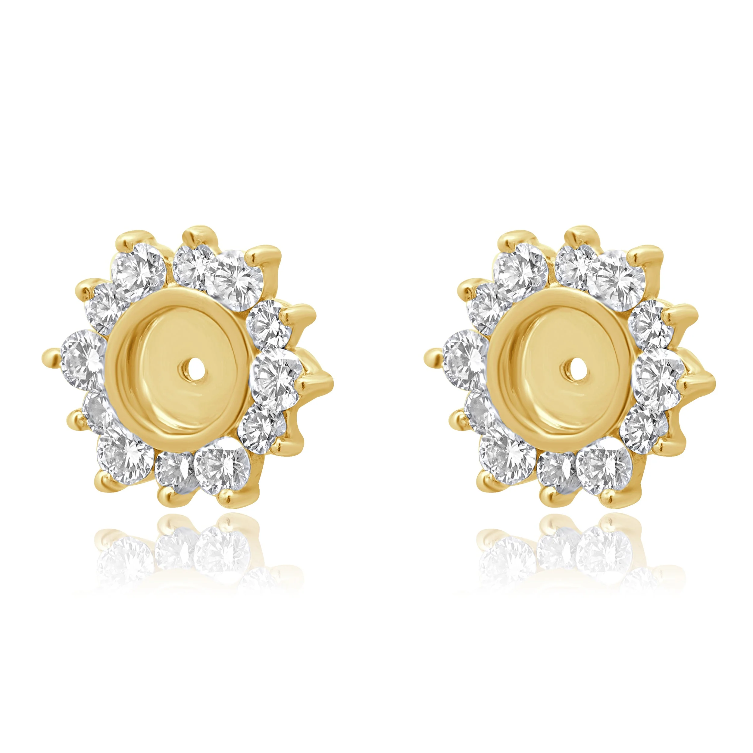 14K Yellow Gold and Prong Set Round Diamond Earring Jackets - Image 2