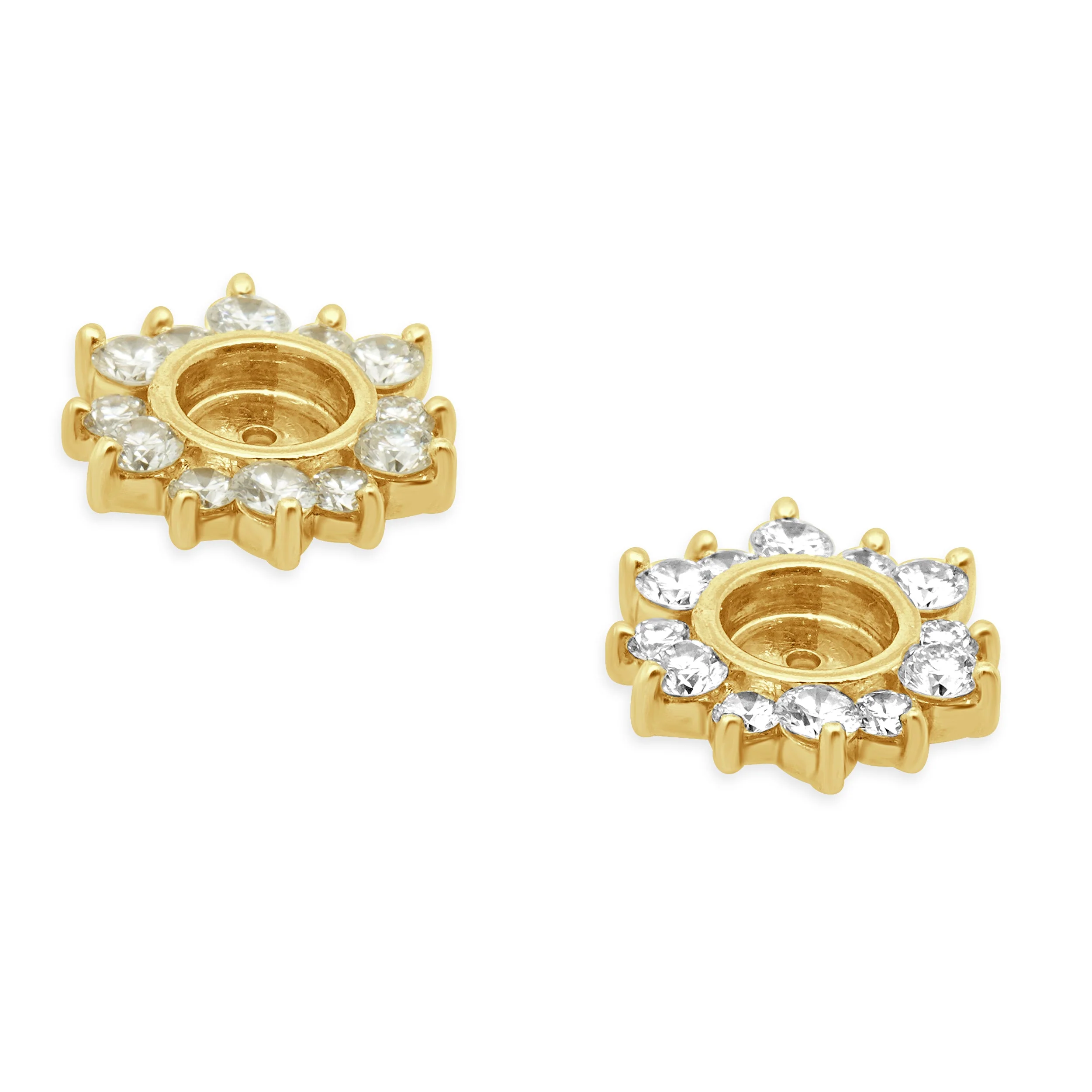 14K Yellow Gold and Prong Set Round Diamond Earring Jackets - Image 3