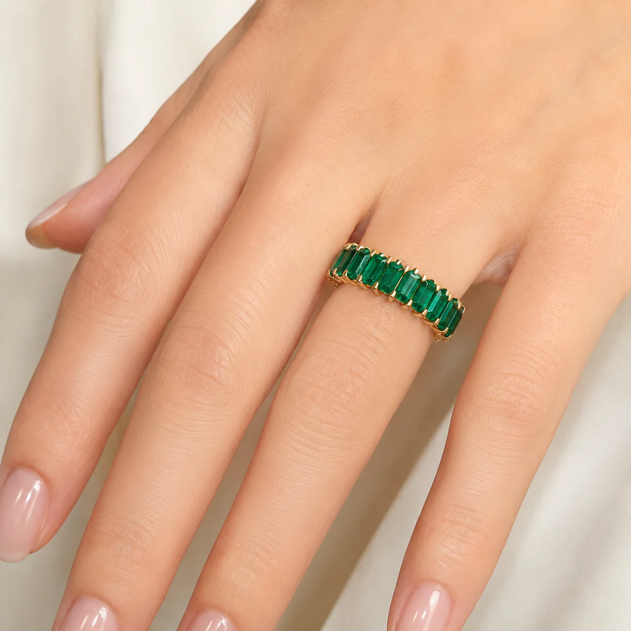 14K Yellow Gold Baguette Emerald Ring - Image 4