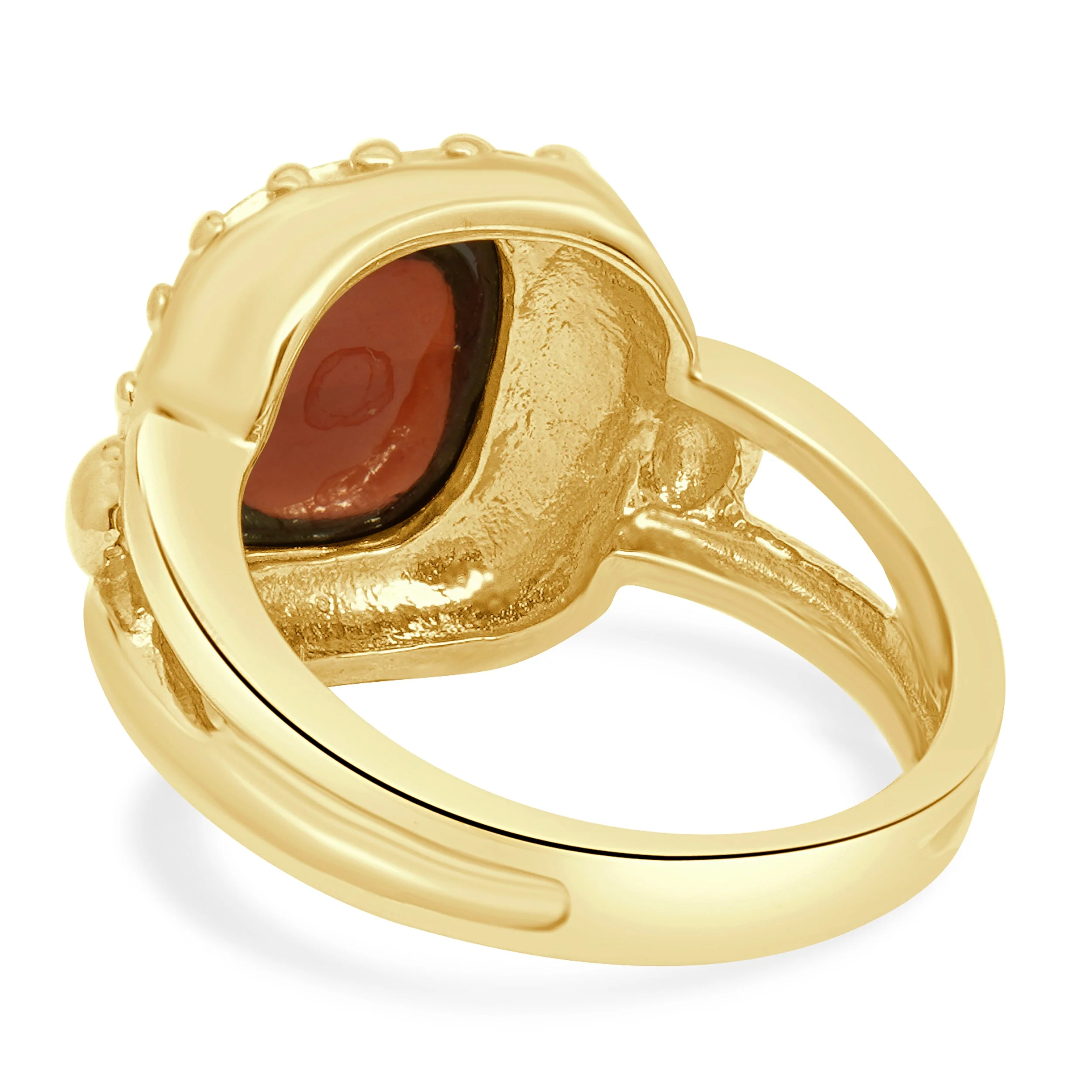 14K Yellow Gold Cabochon Cushion Cut Garnet Solitaire Ring - Image 3