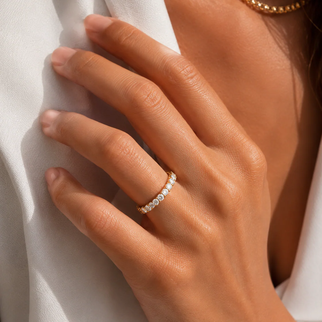 14K Yellow Gold Diamond Eternity Band - Image 4