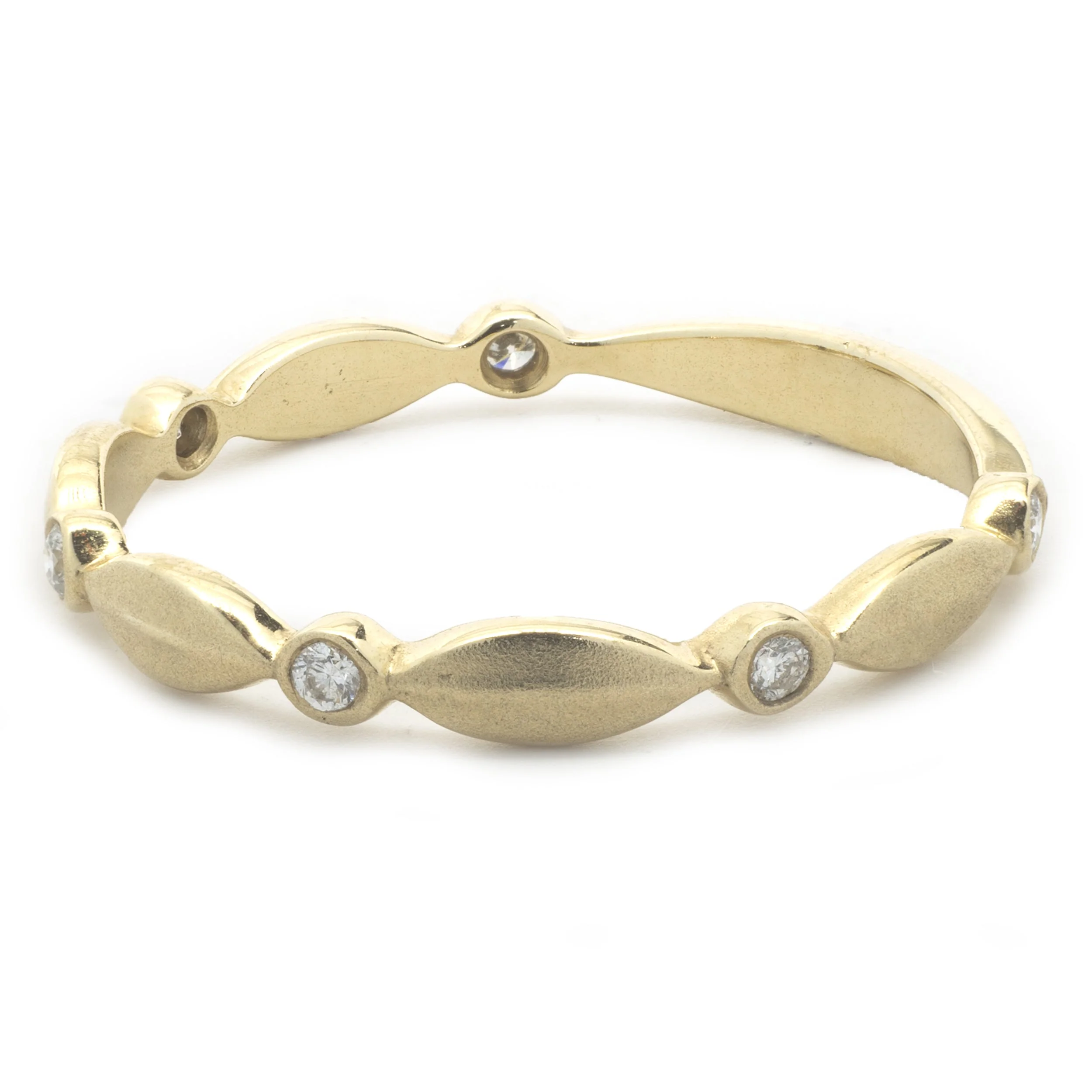 14k Yellow Gold Diamond Stackable Band Ring - Image 3