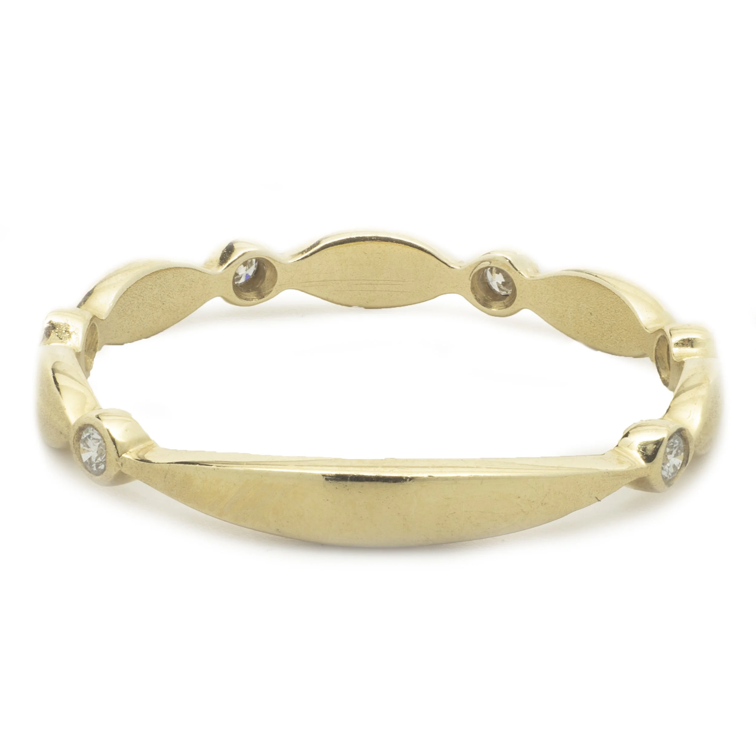14k Yellow Gold Diamond Stackable Band Ring - Image 4