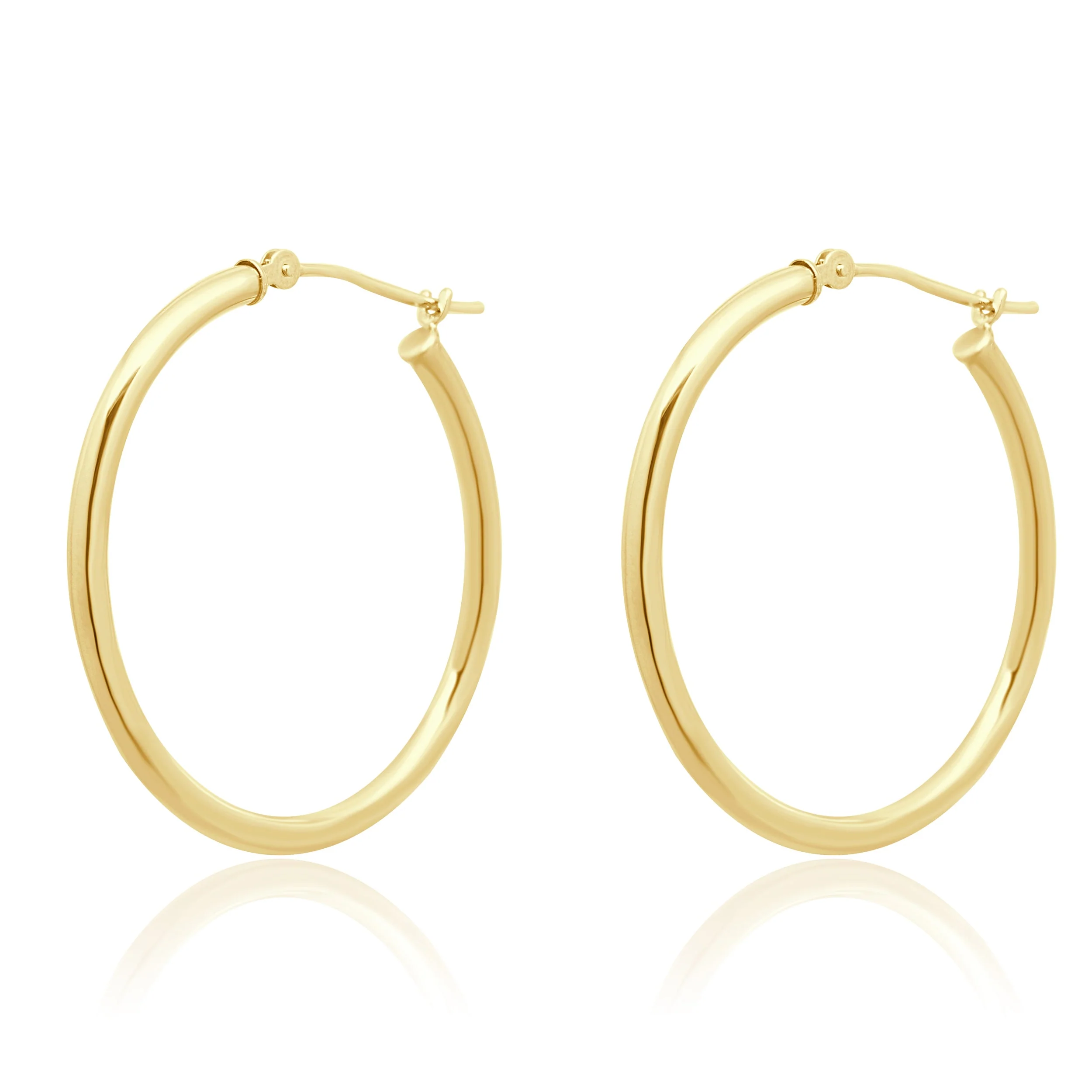 14K Yellow Gold Hollow Hoop Earrings - Image 2