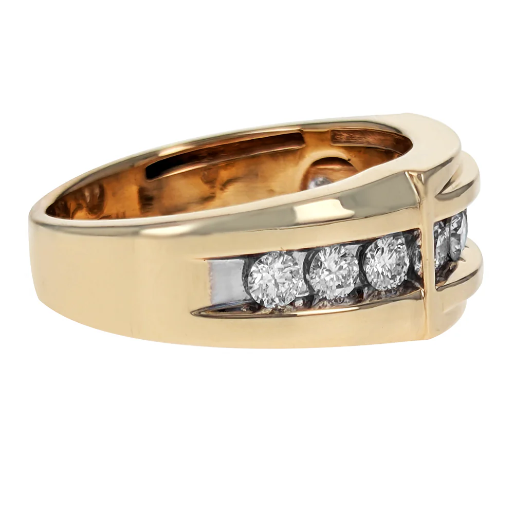 14K Yellow Gold Men's Channel-Set Diamond Ring - Image 2