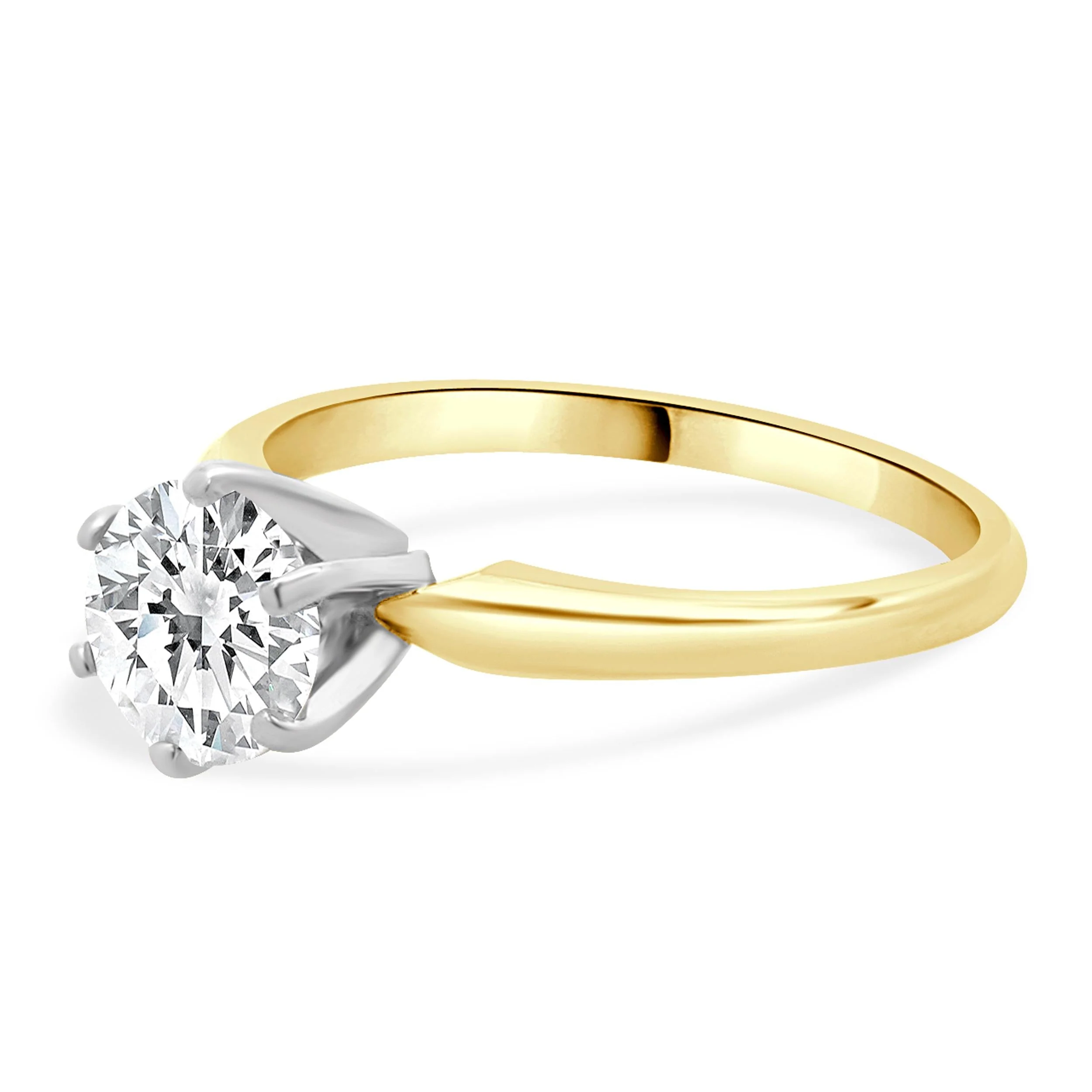 14K Yellow & White Gold Round Cut Diamond Engagement Ring - Image 2