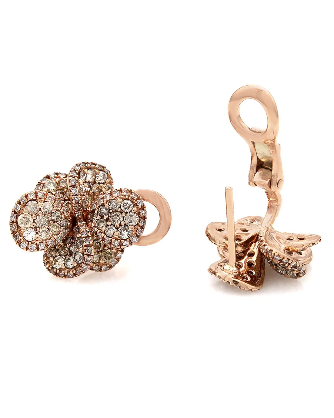 14KR Diamond Flower Earrings - Image 2