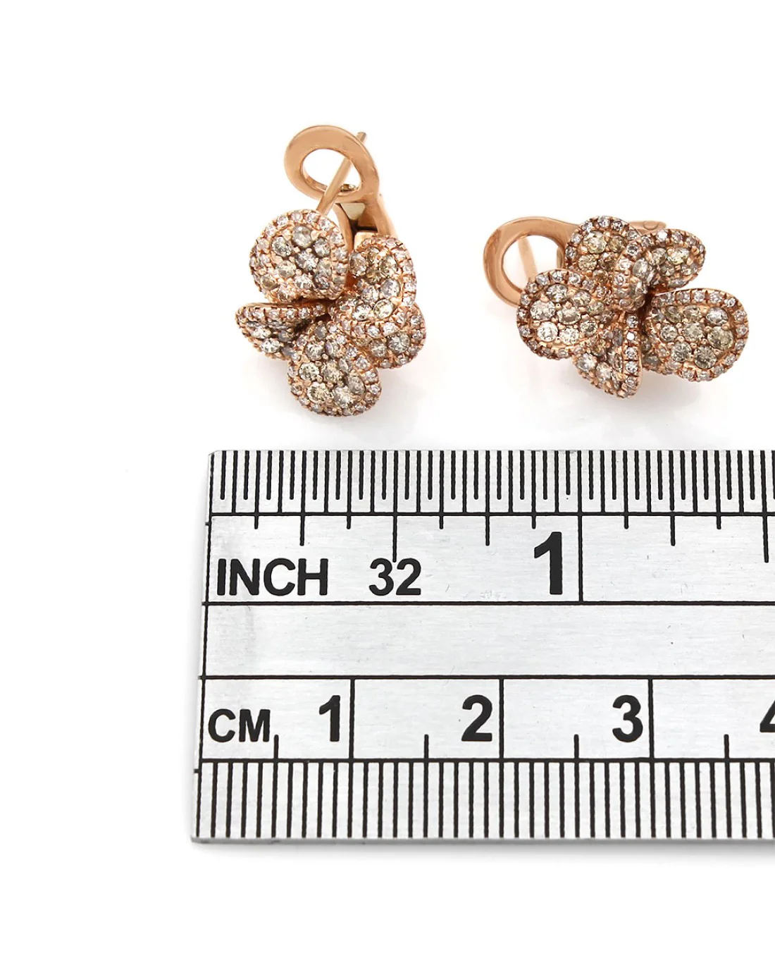 14KR Diamond Flower Earrings - Image 3