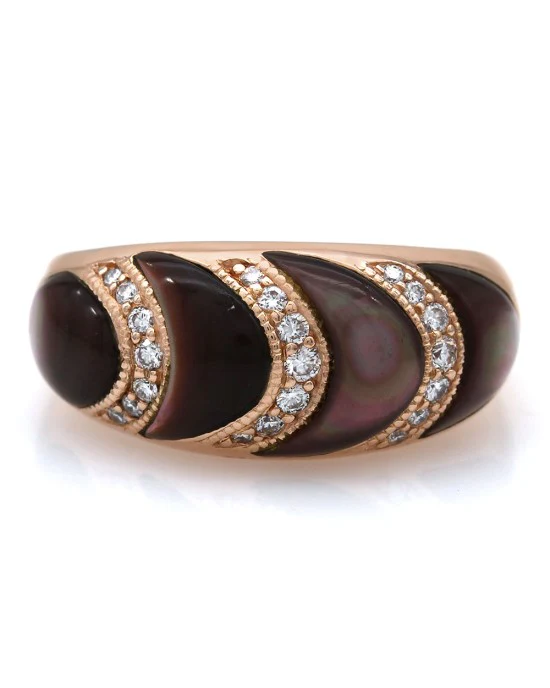 14kr Kabana Brown Mother of Pearl Round Dia Ring - Image 2
