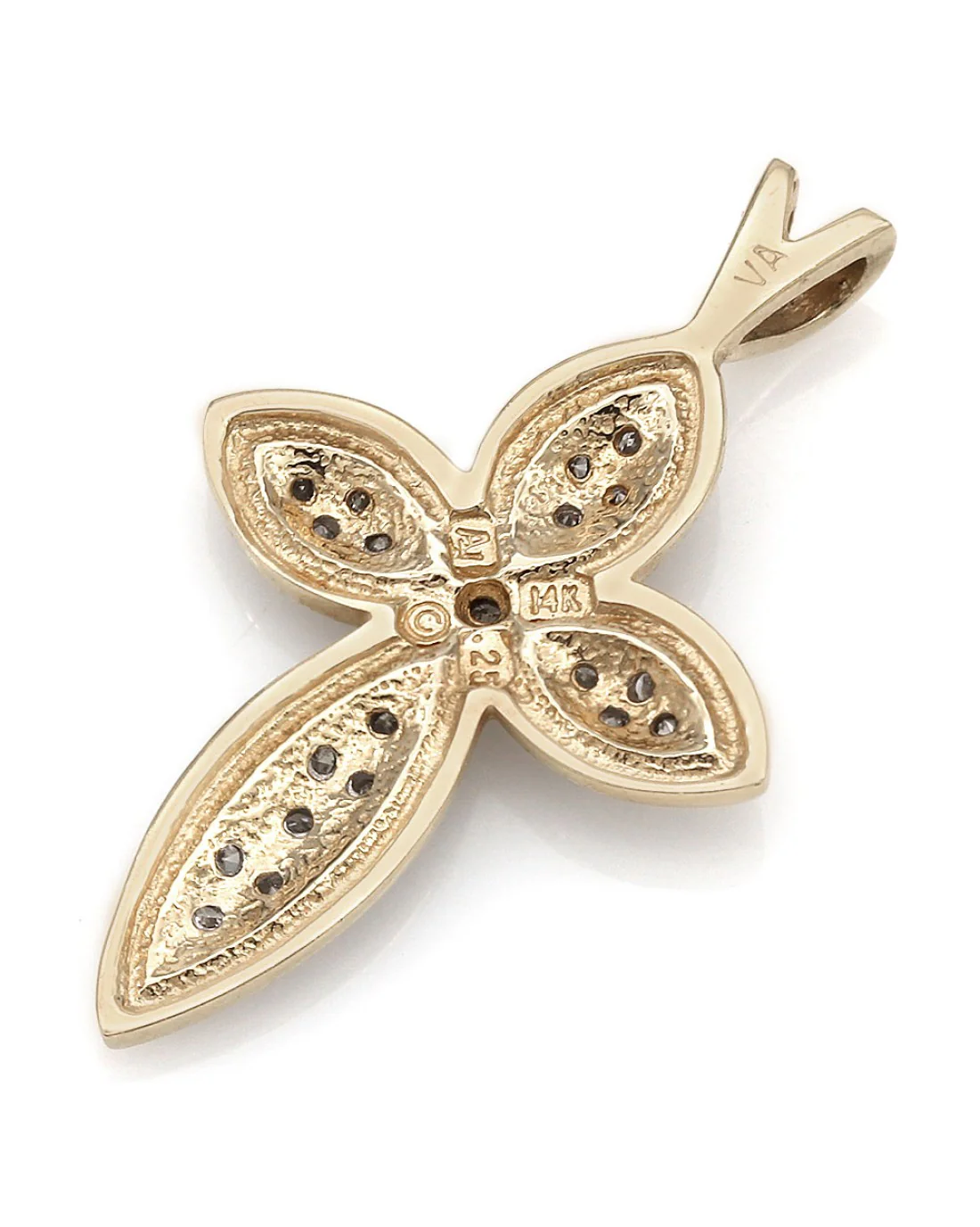14KY Diamond Pave Cross Pendant - Image 2