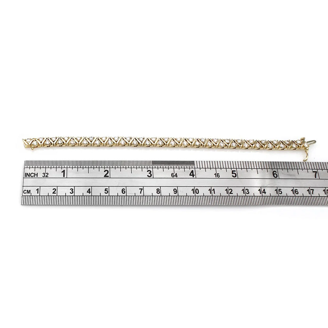 14K Yellow Gold Diamond Zig Zag Bracelet - Image 3