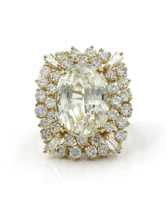 16.34ct Fancy Sapphire & 3.00ctw Diamond Cluster Halo Ring in 18K Yellow Gold - Image 2