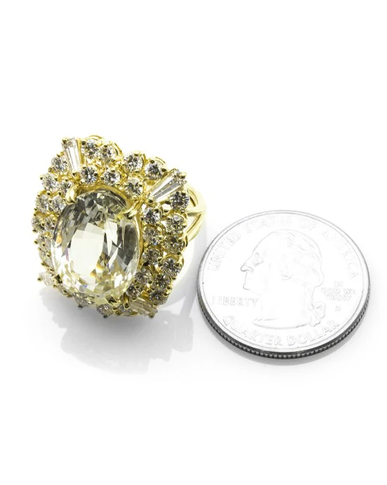 16.34ct Fancy Sapphire & 3.00ctw Diamond Cluster Halo Ring in 18K Yellow Gold - Image 6