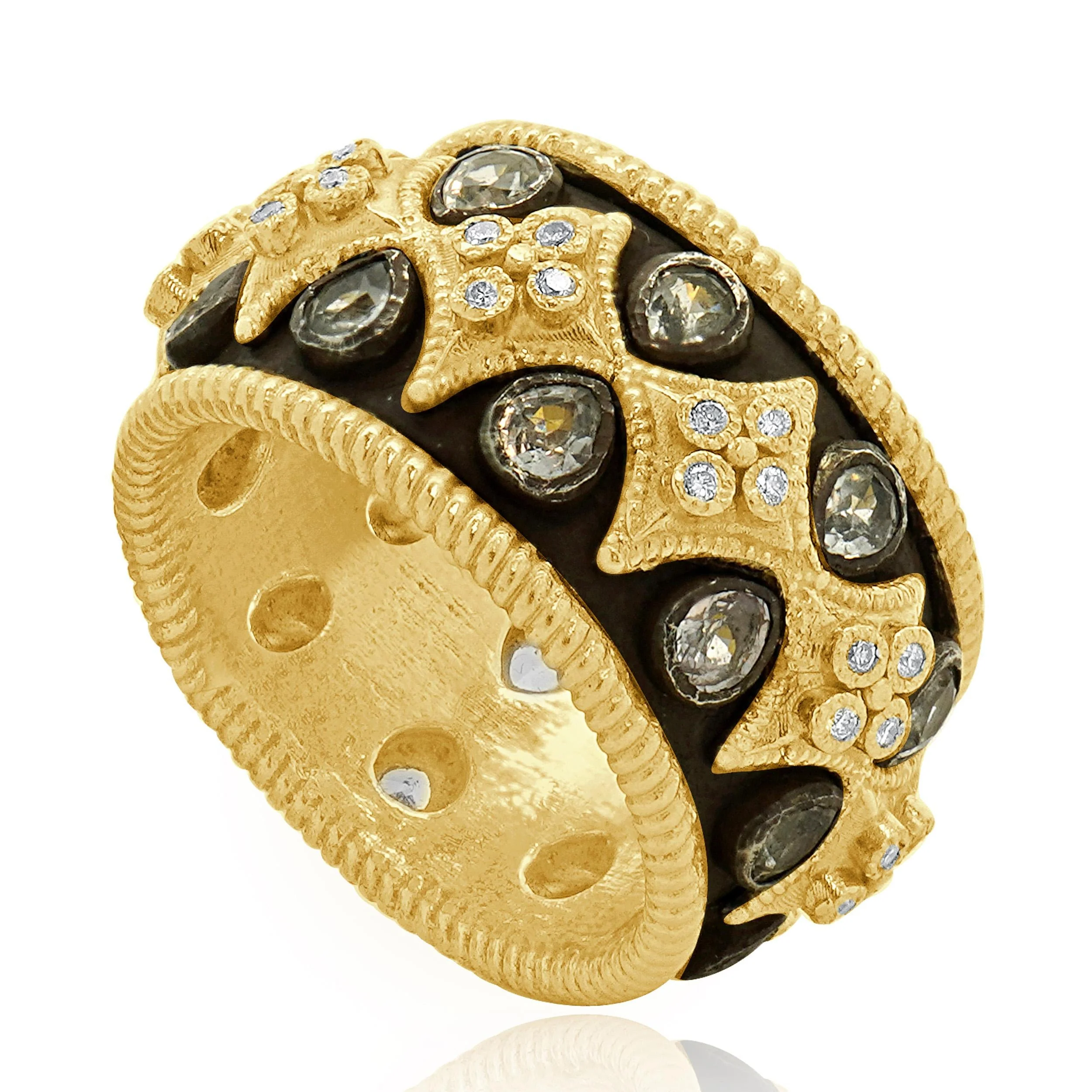 18-22K Yellow Gold & Sterling Silver Sapphire and Diamond Ring - Image 3