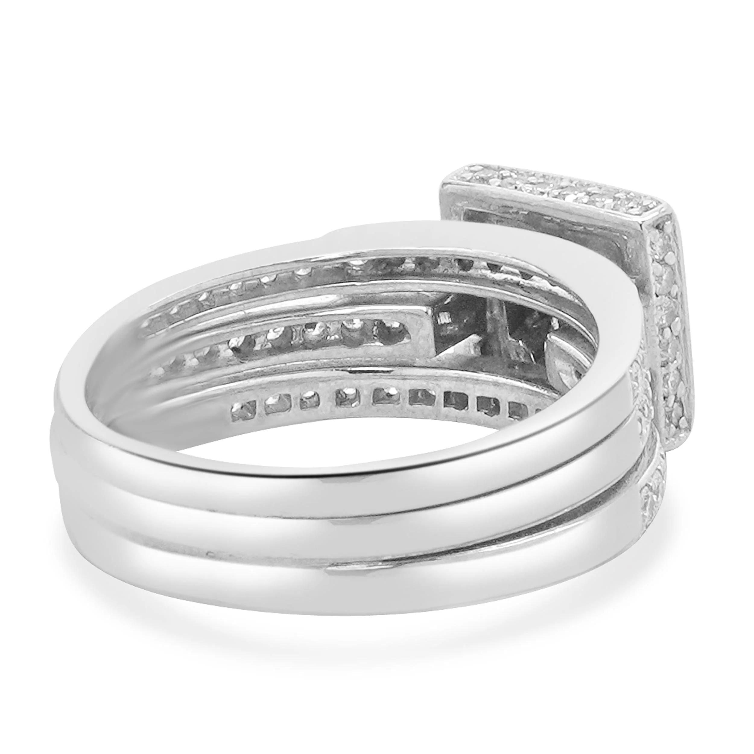 18 Karat / 14 Karat White Gold Princess Cut Invisible Set Diamond Engagement Ring - Image 4