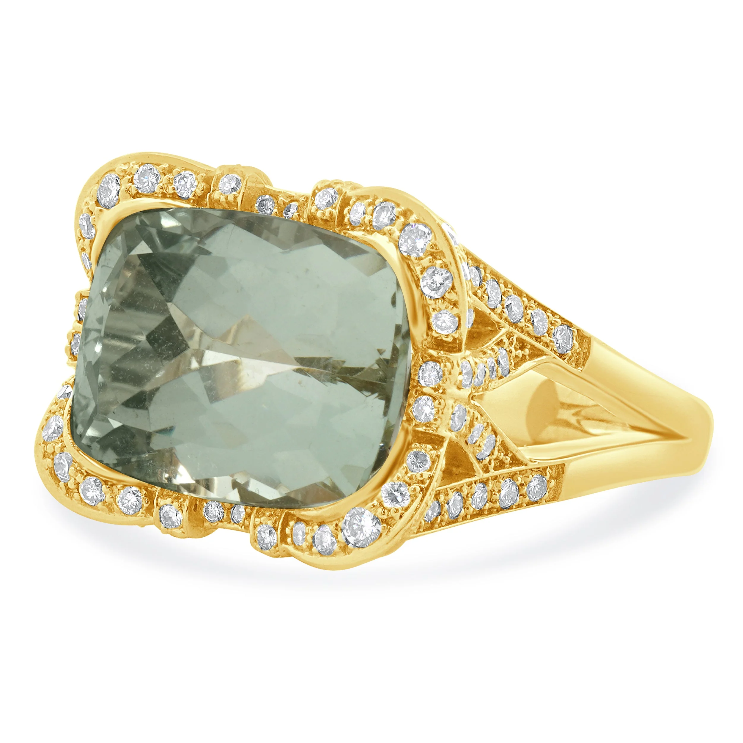 18 Karat Rose Gold Prasiolite and Diamond Ring - Image 2