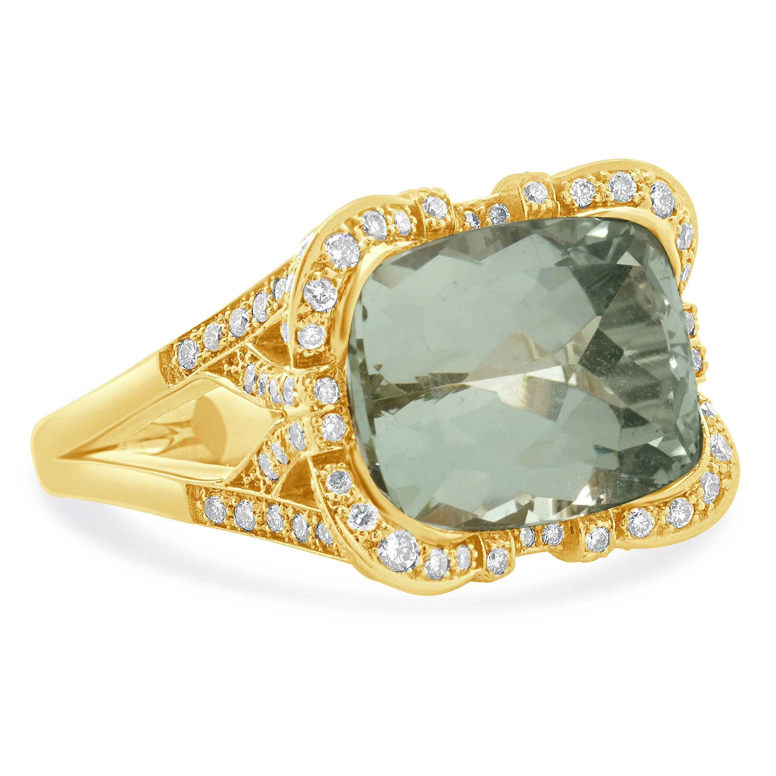 18 Karat Rose Gold Prasiolite and Diamond Ring - Image 4