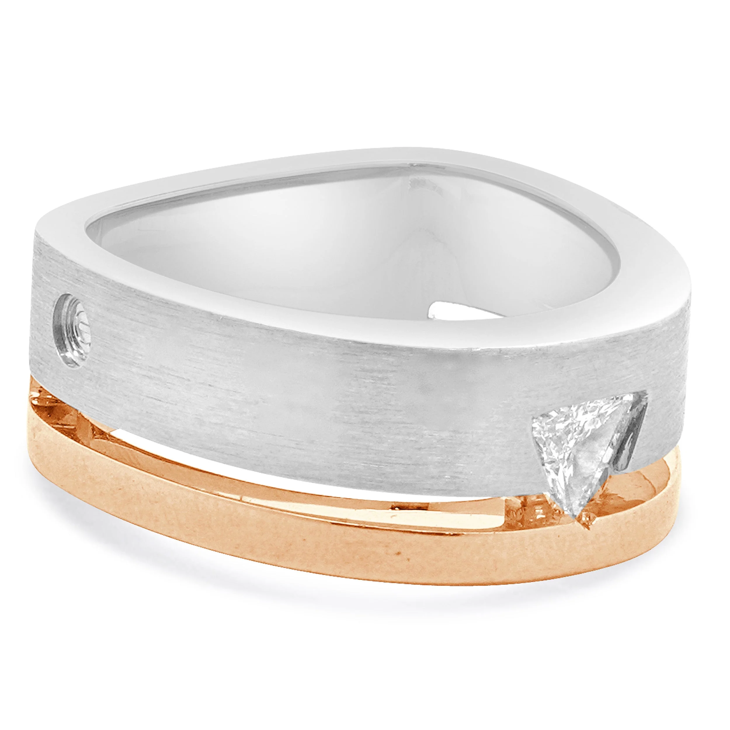 18 Karat Two Tone Interlude Trillion Cut Diamond Wedding Band - Image 2
