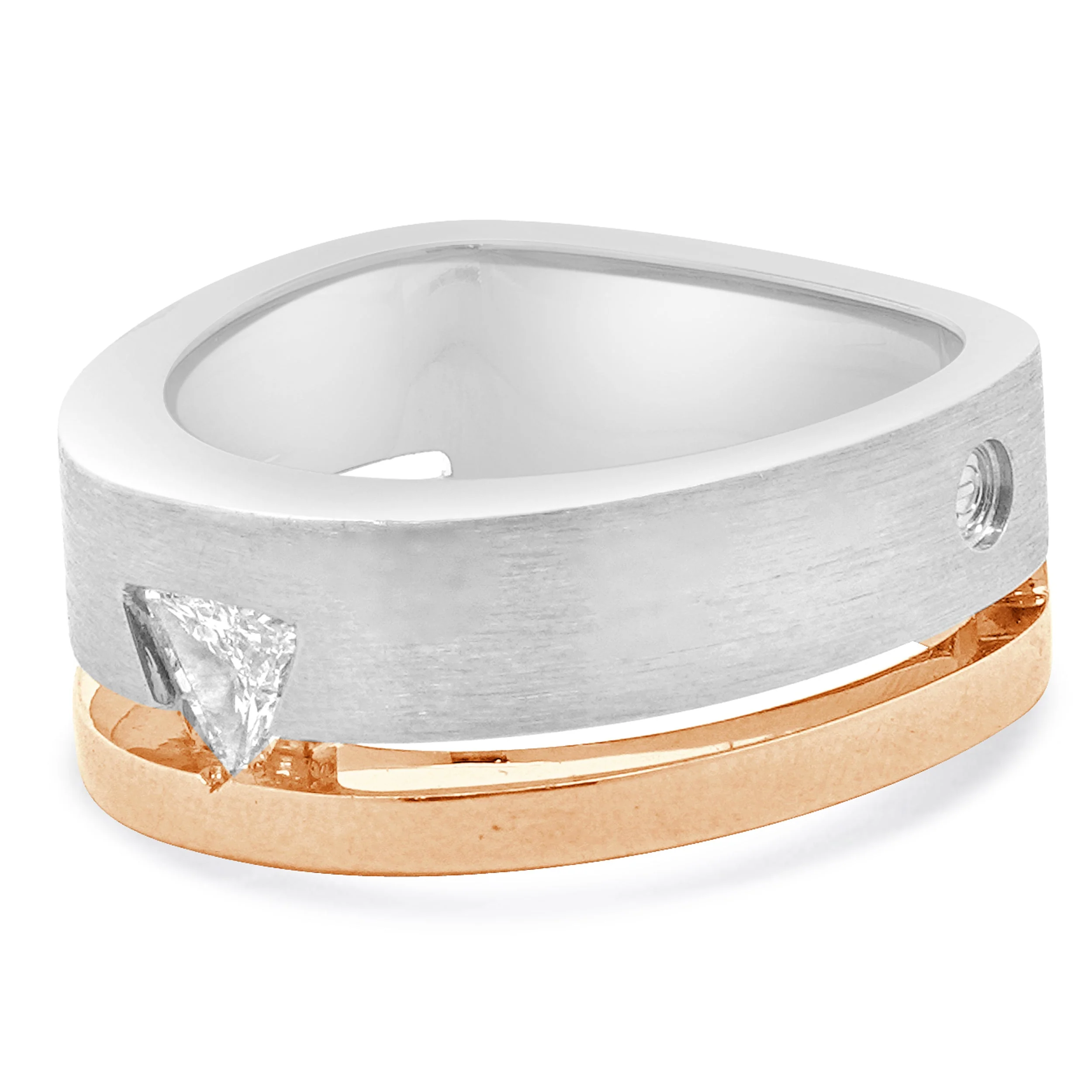 18 Karat Two Tone Interlude Trillion Cut Diamond Wedding Band - Image 3