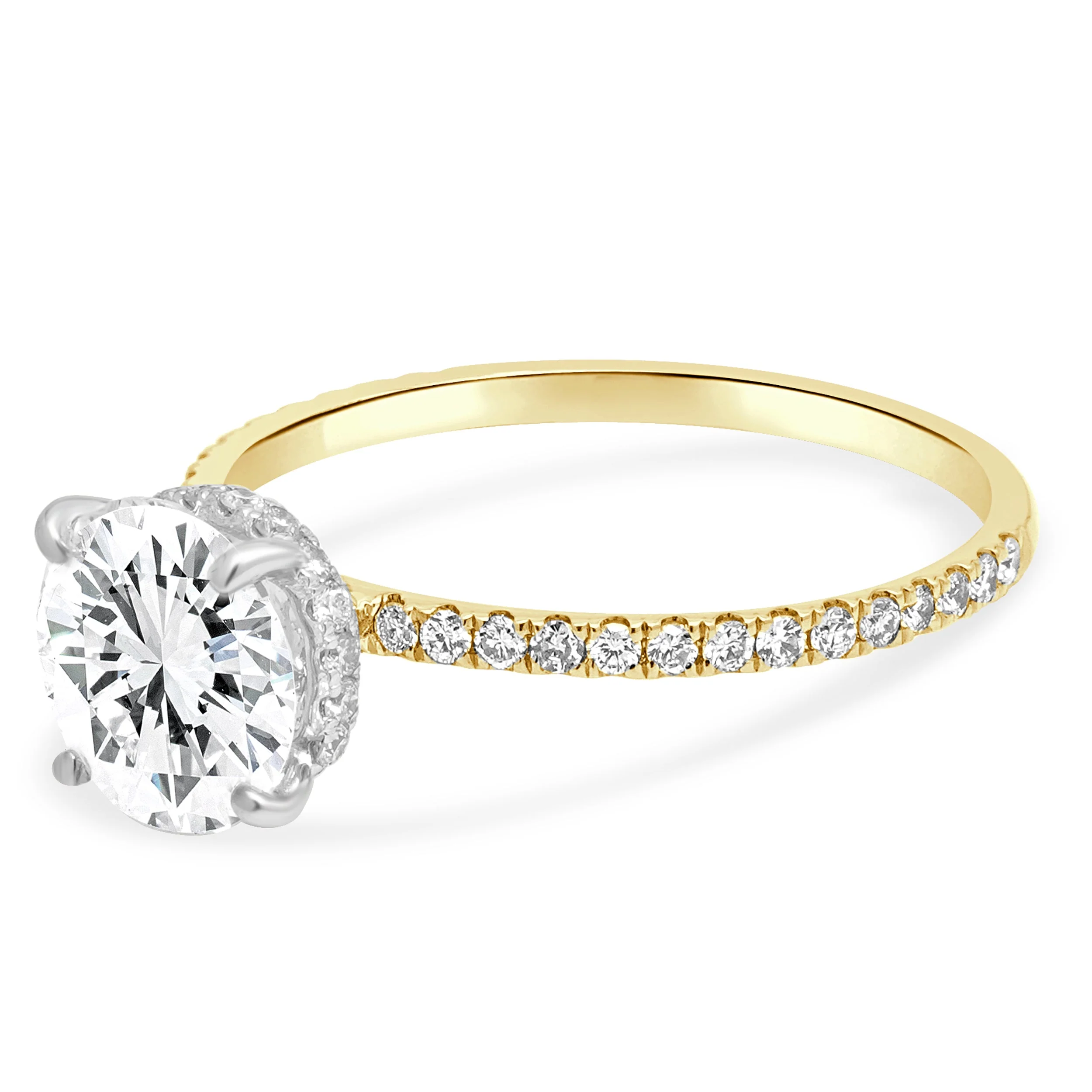 18 Karat Two-Tone Yellow & White Gold GIA Certified Round Brilliant Cut Diamond Hidden Halo Engagement Ring - Image 2