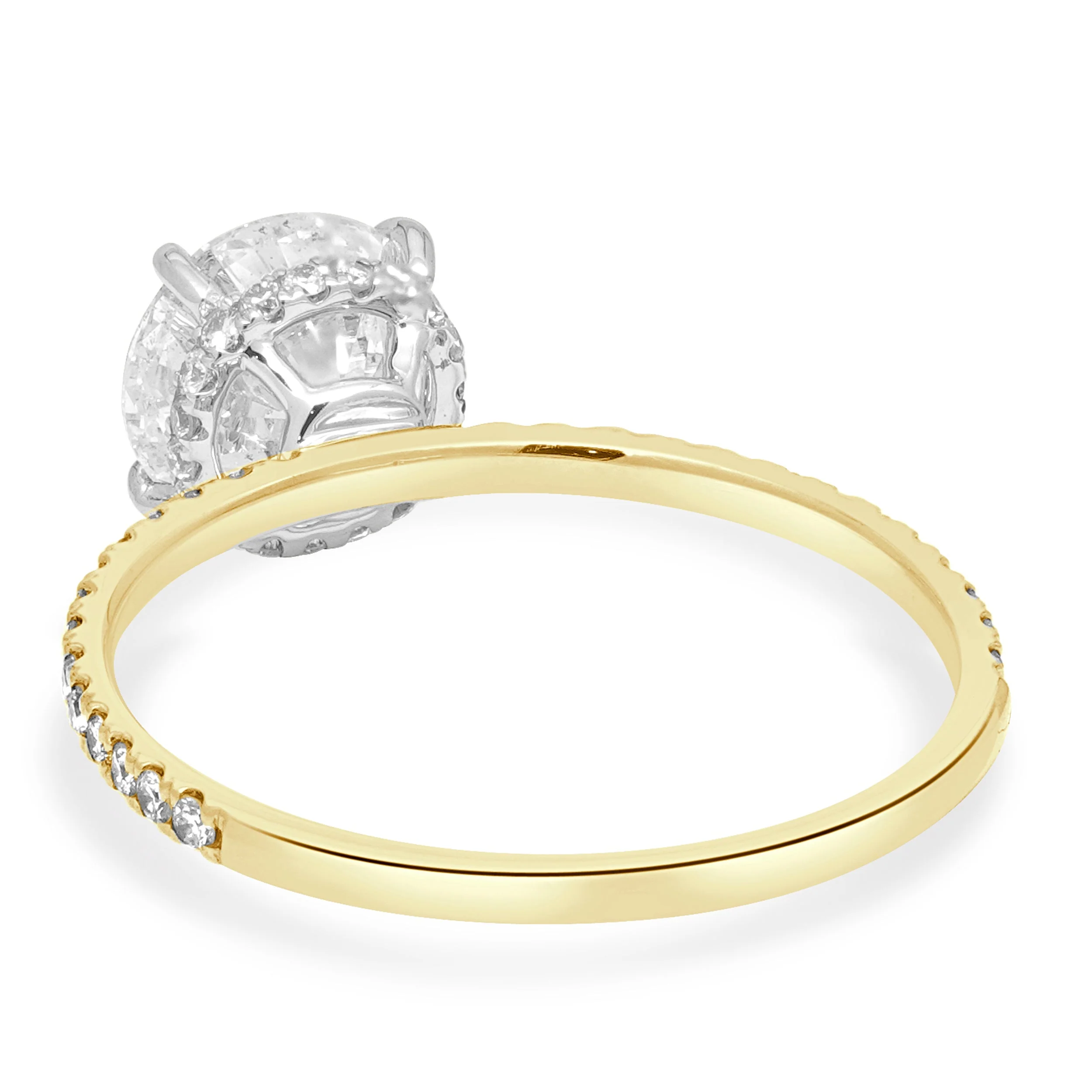 18 Karat Two-Tone Yellow & White Gold GIA Certified Round Brilliant Cut Diamond Hidden Halo Engagement Ring - Image 4