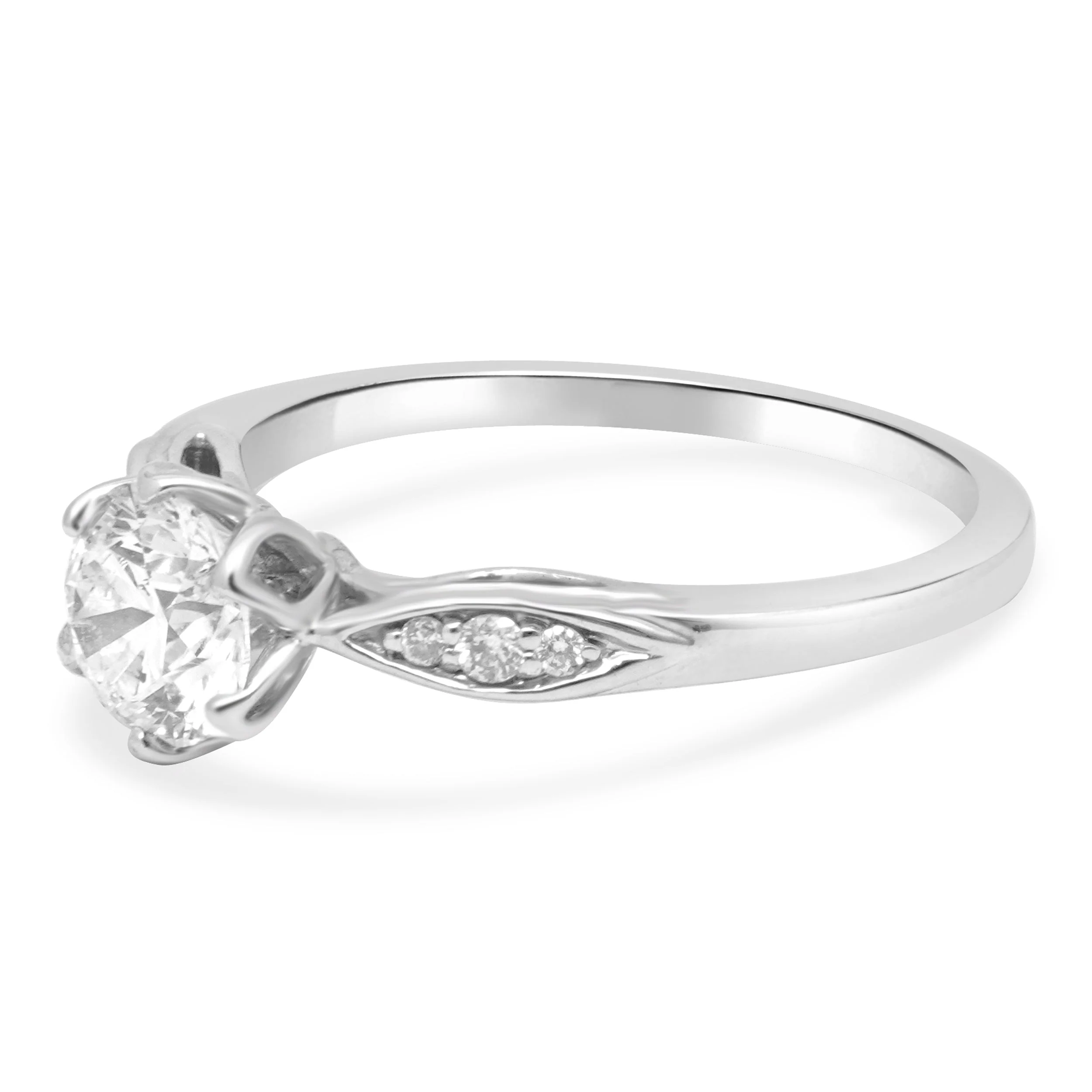 18 Karat White Gold and GIA Certified Round Brilliant Cut Diamond Engagement Ring - Image 2