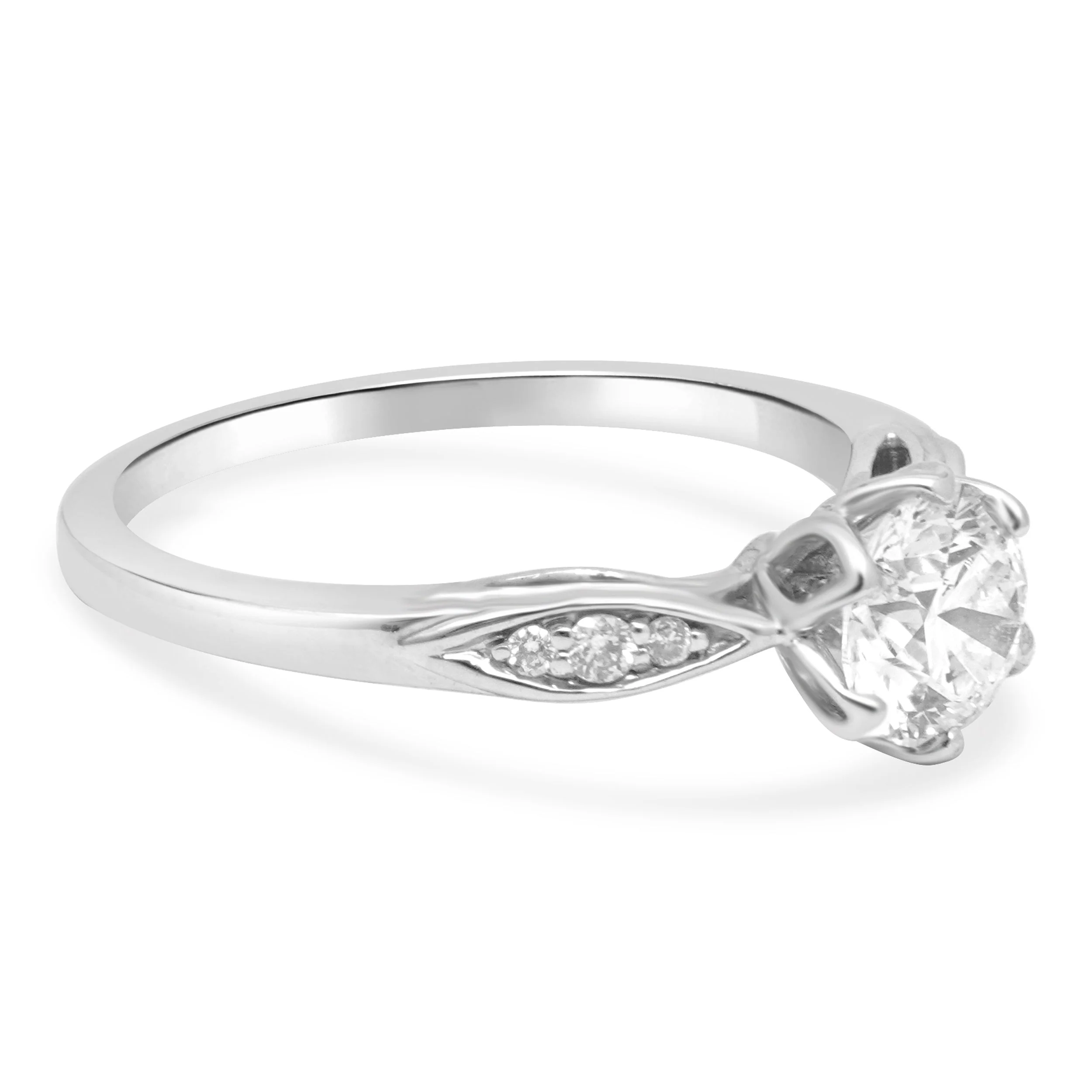 18 Karat White Gold and GIA Certified Round Brilliant Cut Diamond Engagement Ring - Image 3