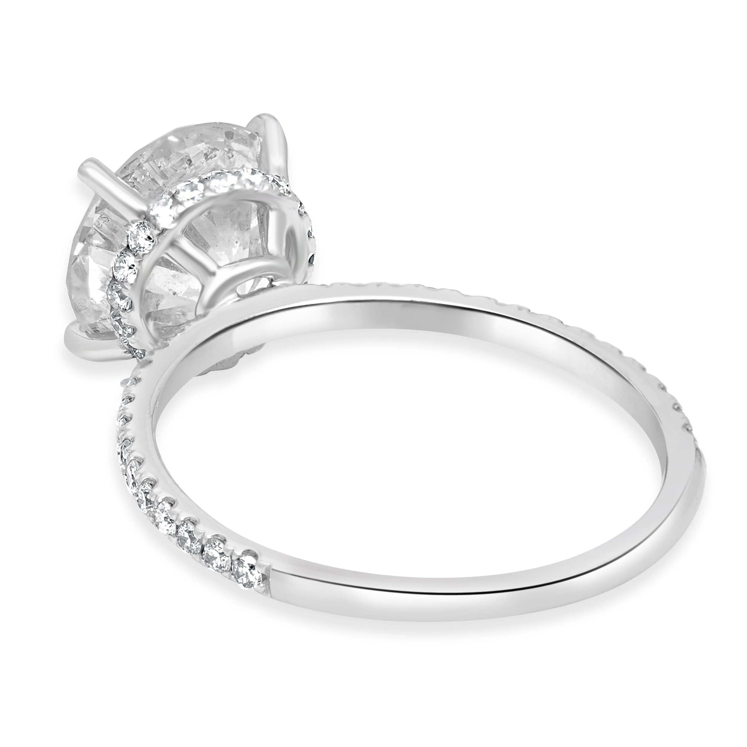 18 Karat White Gold and GIA Certified Round Brilliant Cut Diamond Hidden Halo Engagement Ring - Image 4