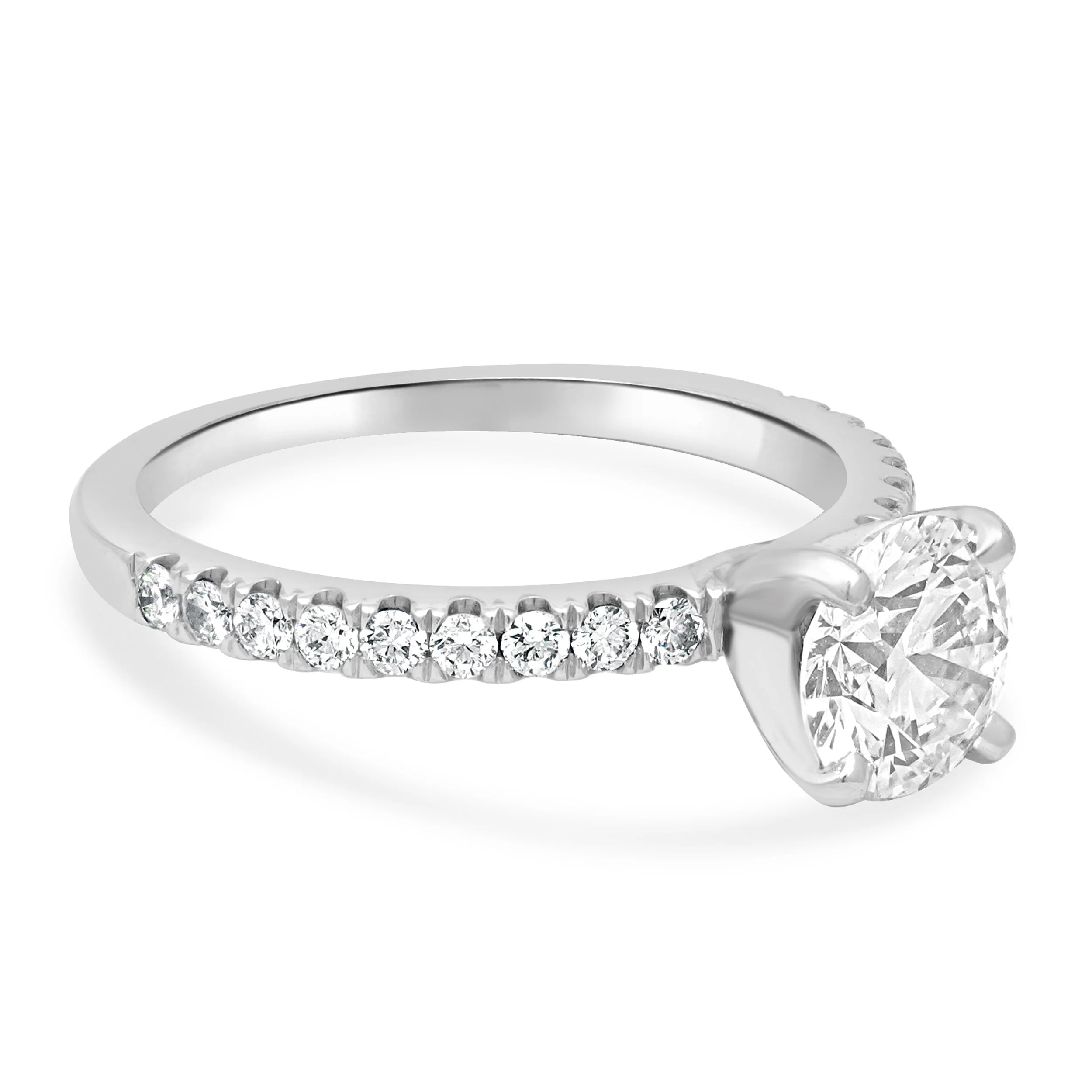 18 Karat White Gold and Platinum GIA Certified Round Brilliant Cut Diamond Engagement Ring - Image 3