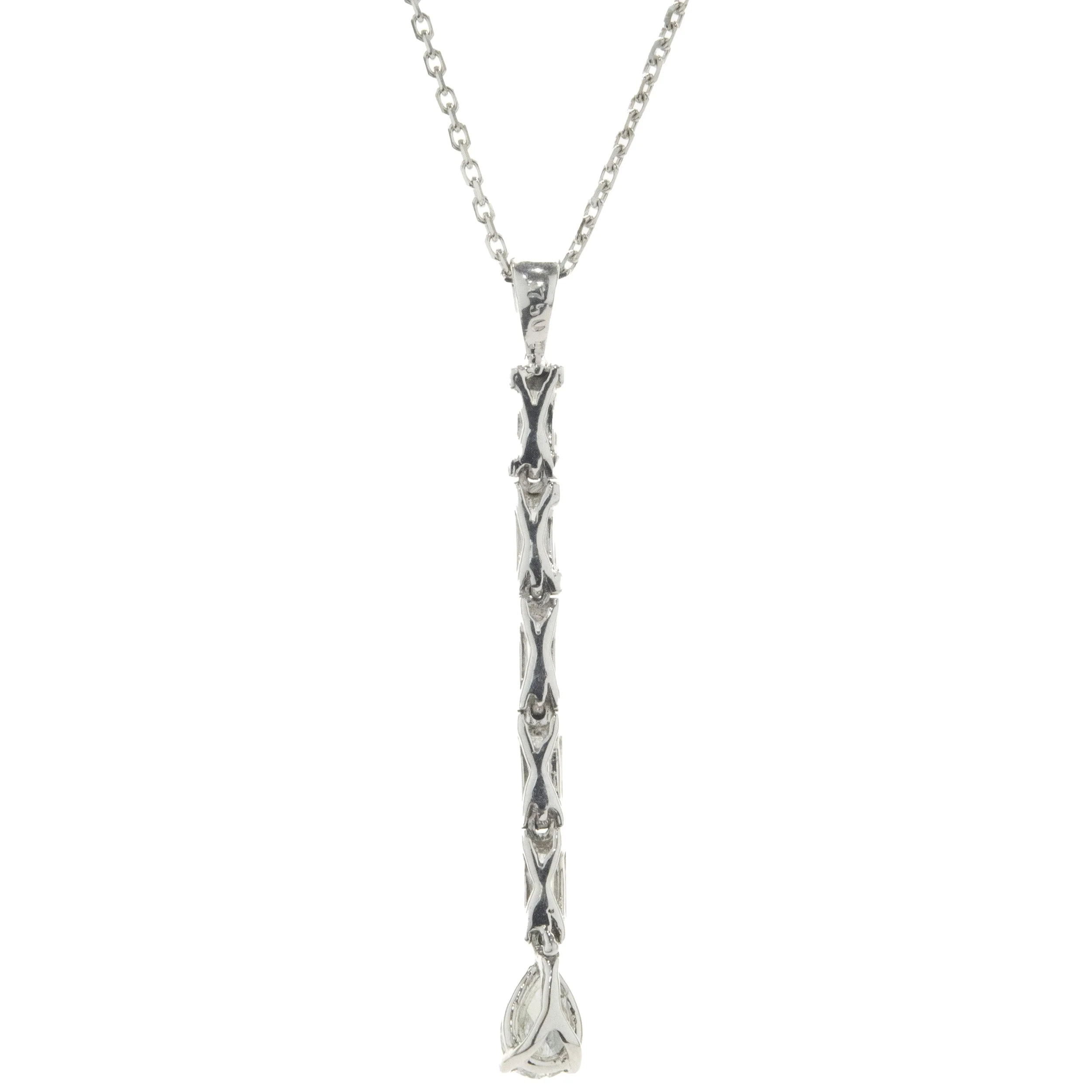 18 Karat White Gold Baguette and Pear Drop Diamond Necklace - Image 2