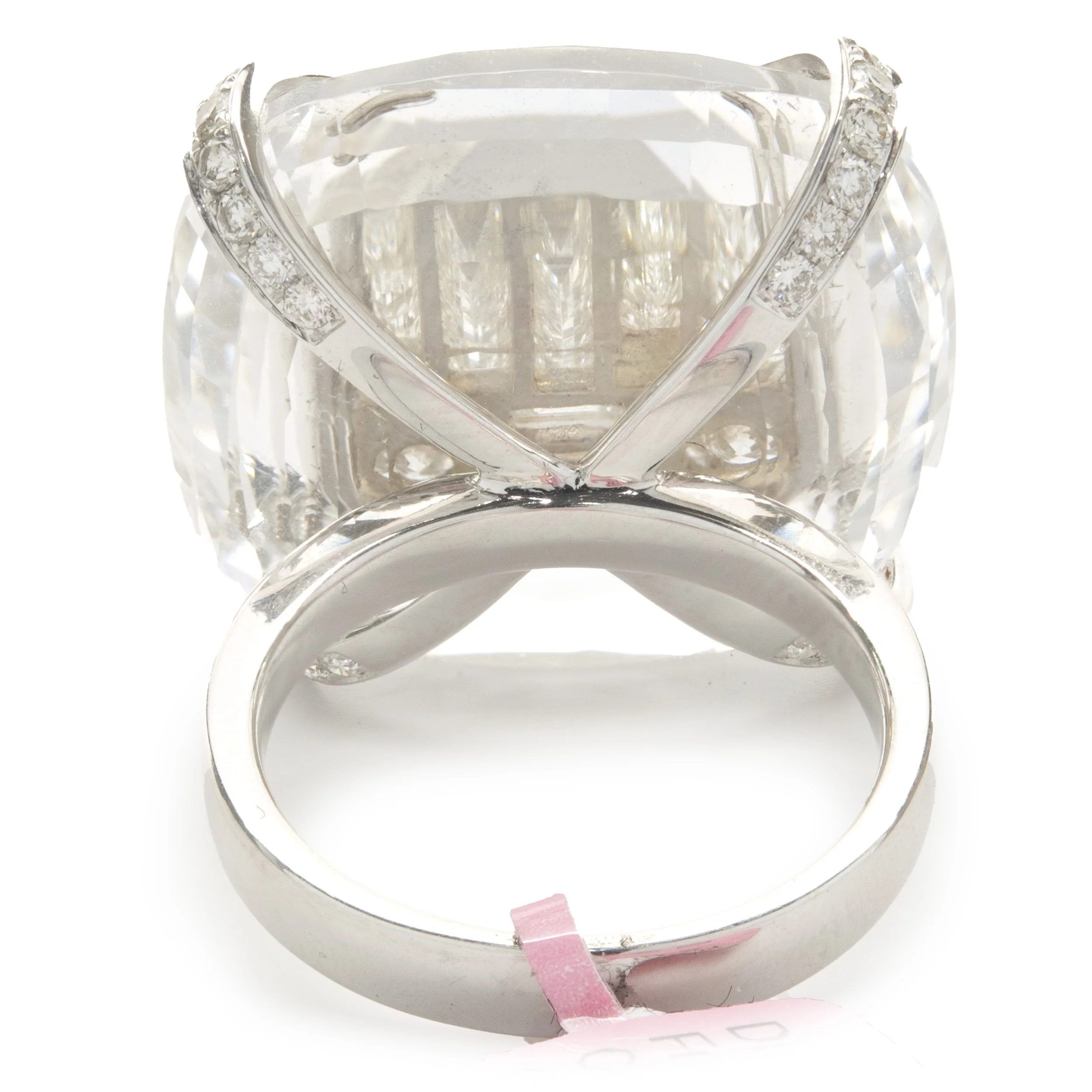 18 Karat White Gold Carved Crystal and Diamond Cocktail Ring - Image 3