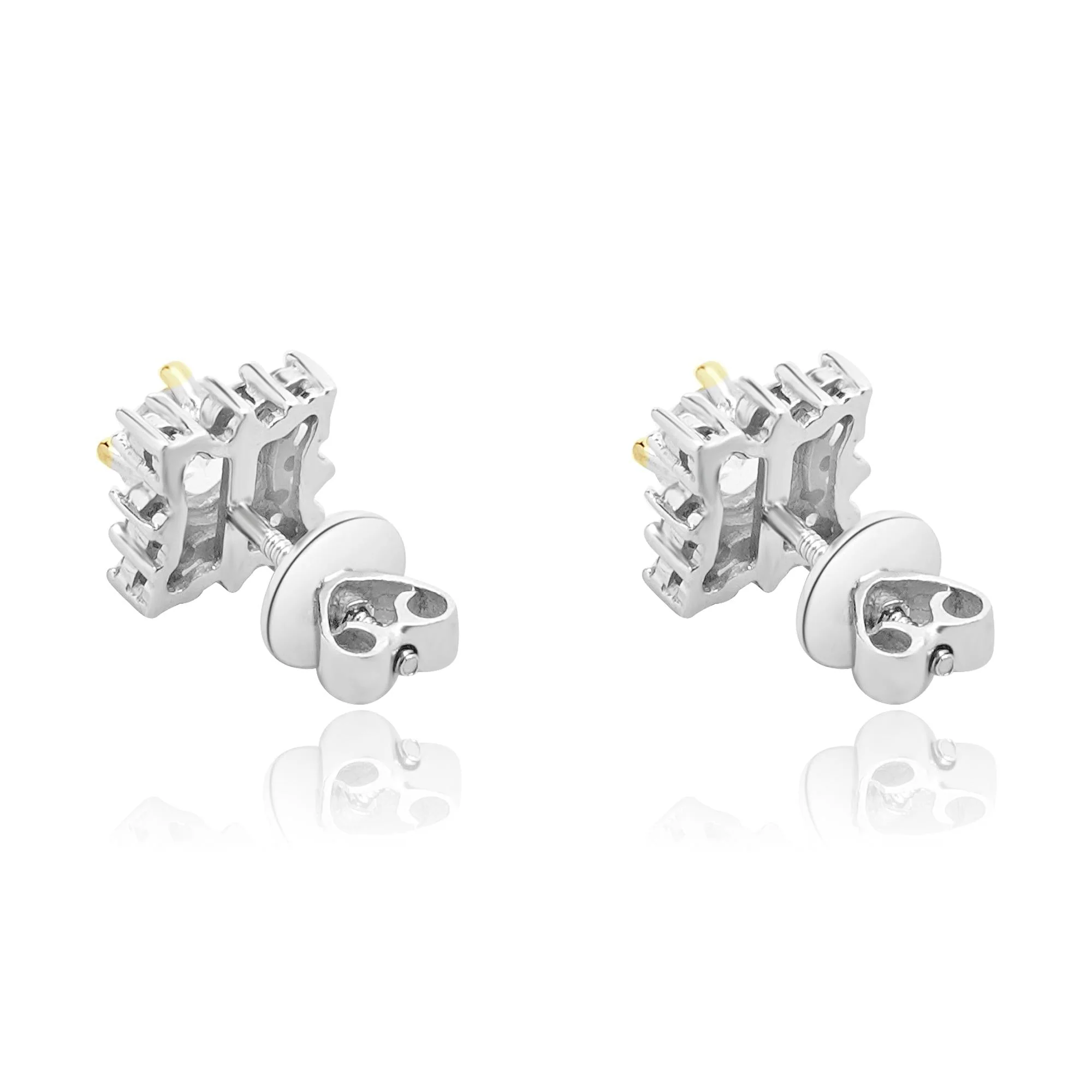 18 Karat White Gold Diamond Cluster Stud Earrings - Image 2
