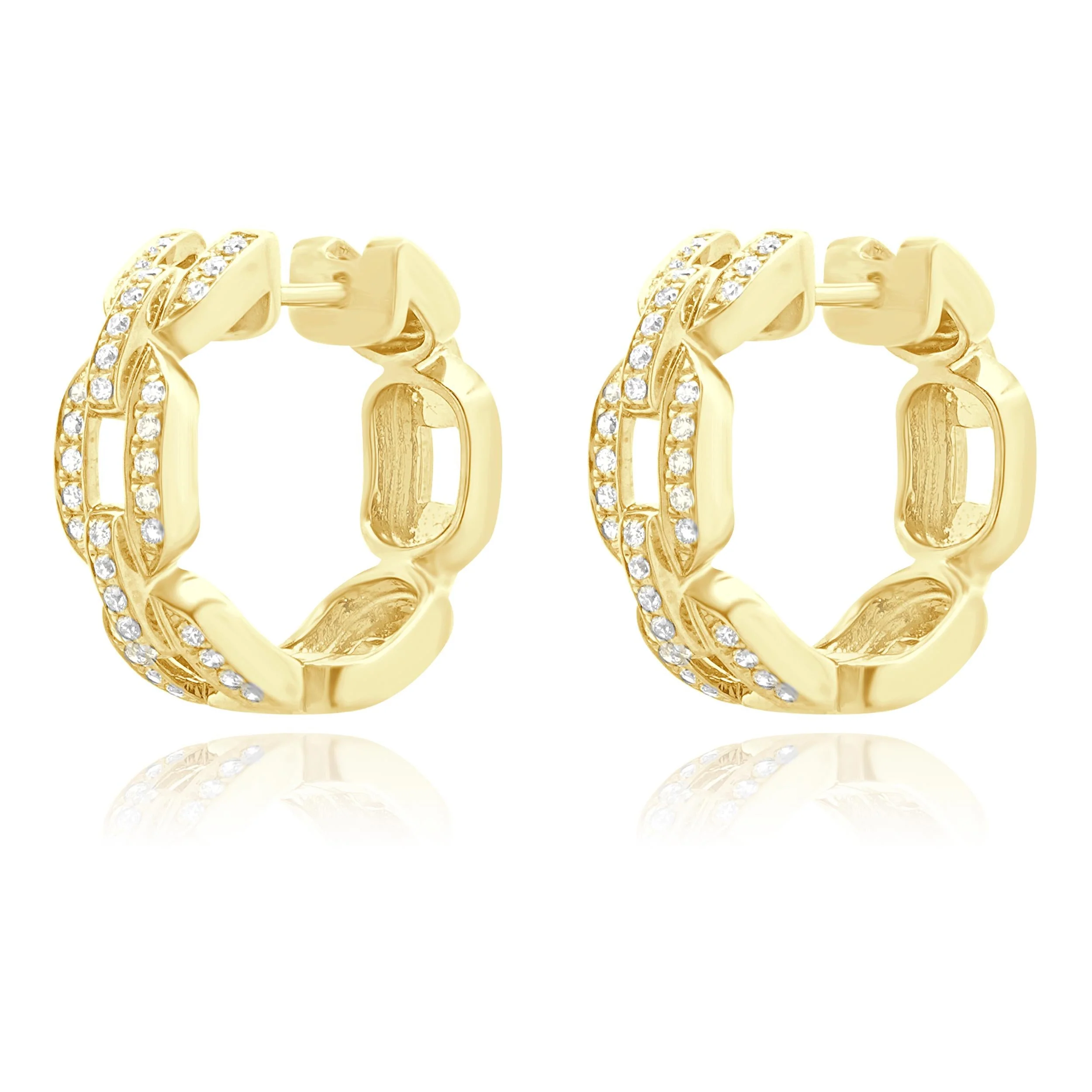 18 Karat White Gold Diamond Hoop Earrings - Image 2