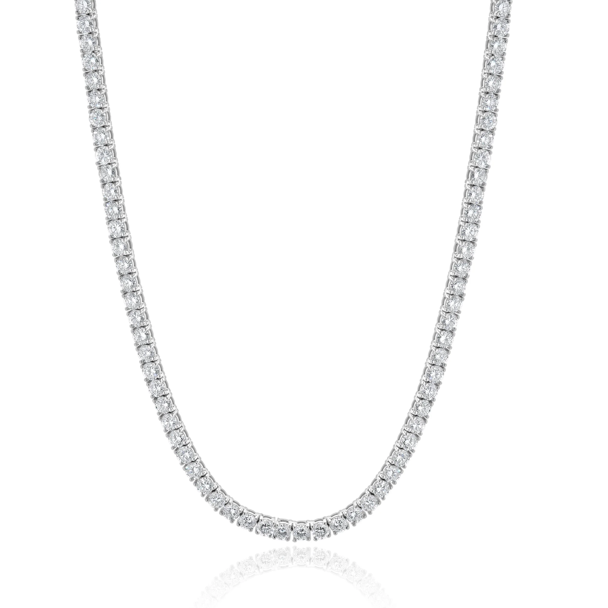 18 Karat White Gold Diamond Inline Tennis Necklace