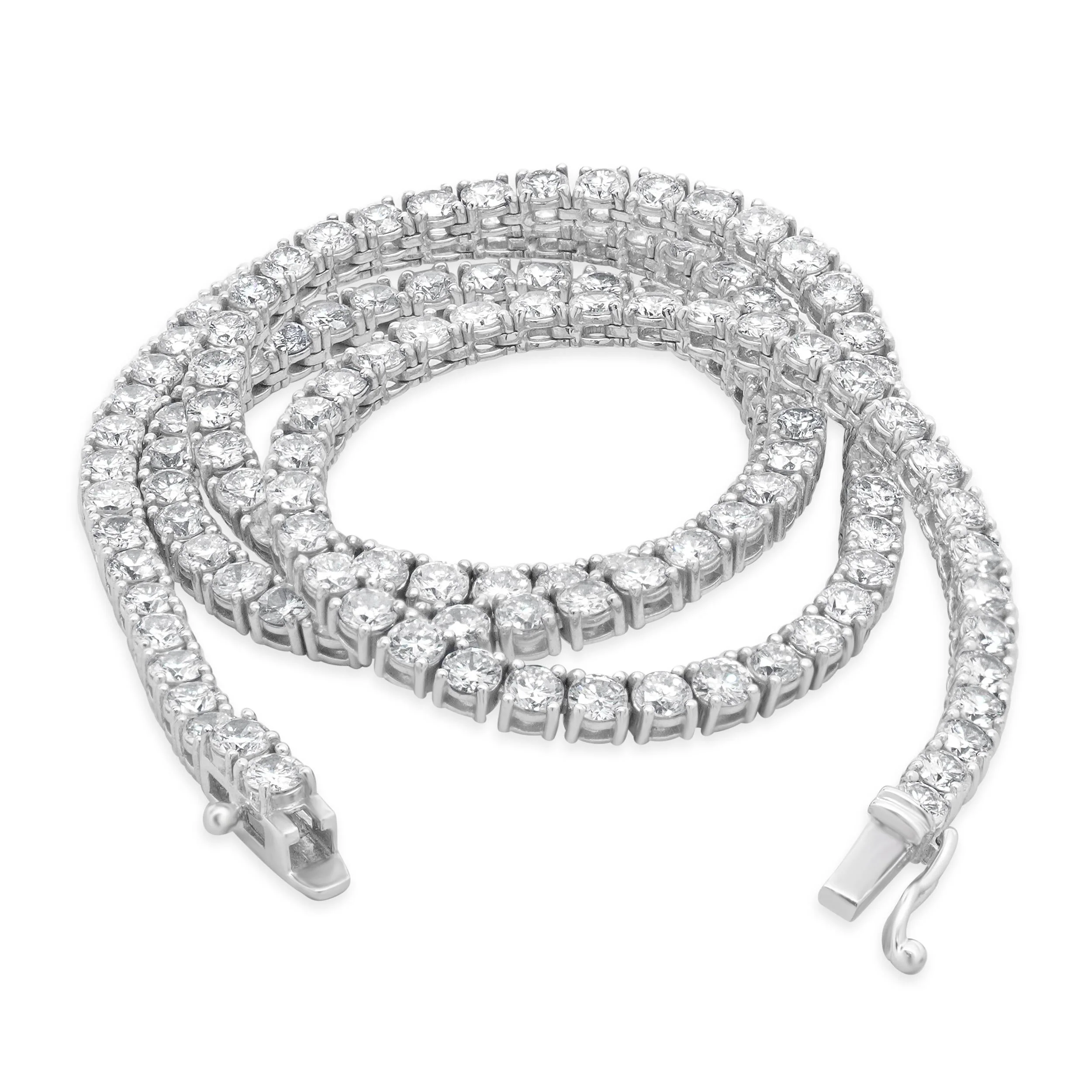 18 Karat White Gold Diamond Inline Tennis Necklace - Image 4