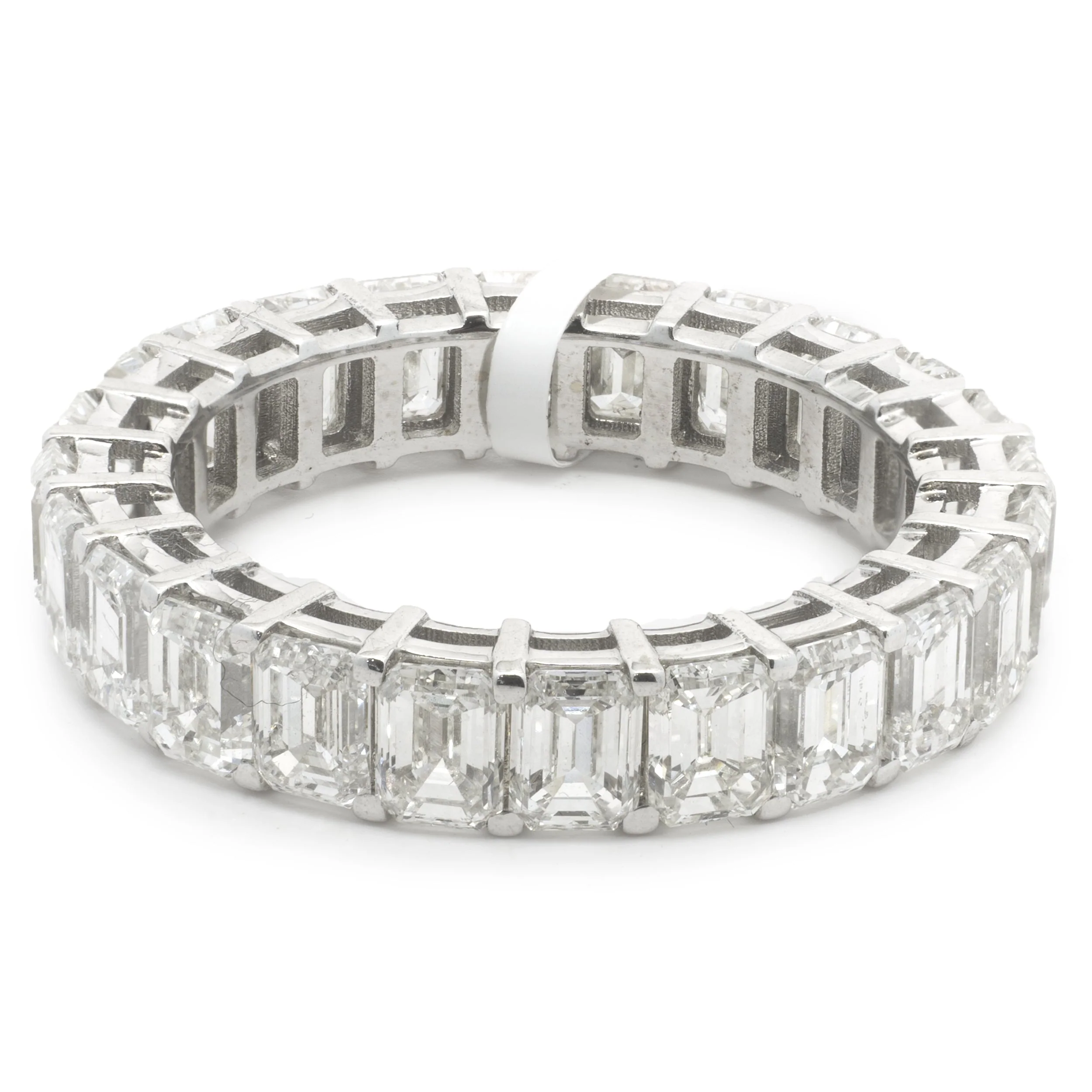 18 Karat White Gold Emerald Cut Diamond Eternity Band