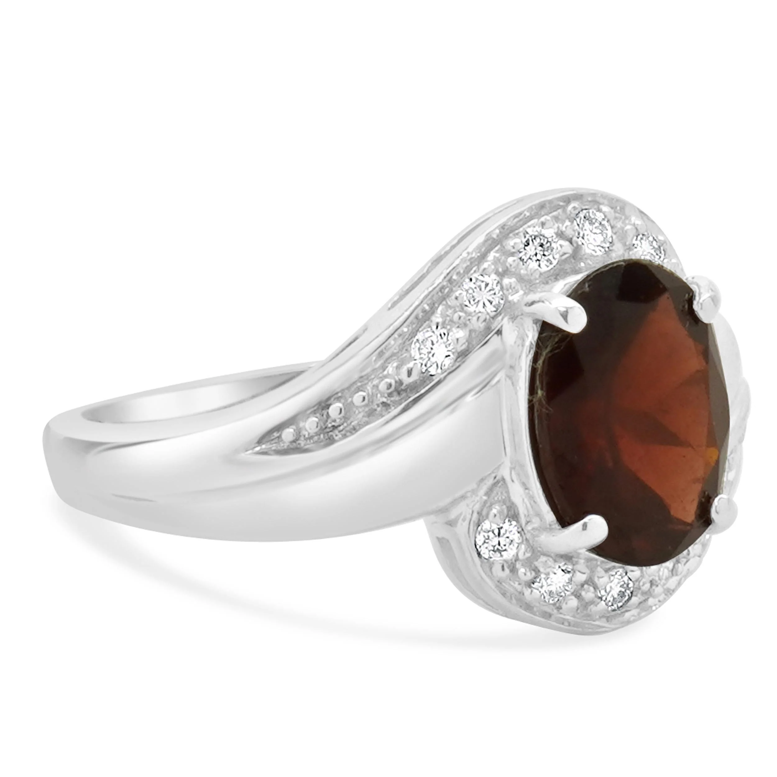 18 Karat White Gold Garnet and Diamond Bypass Ring - Image 3