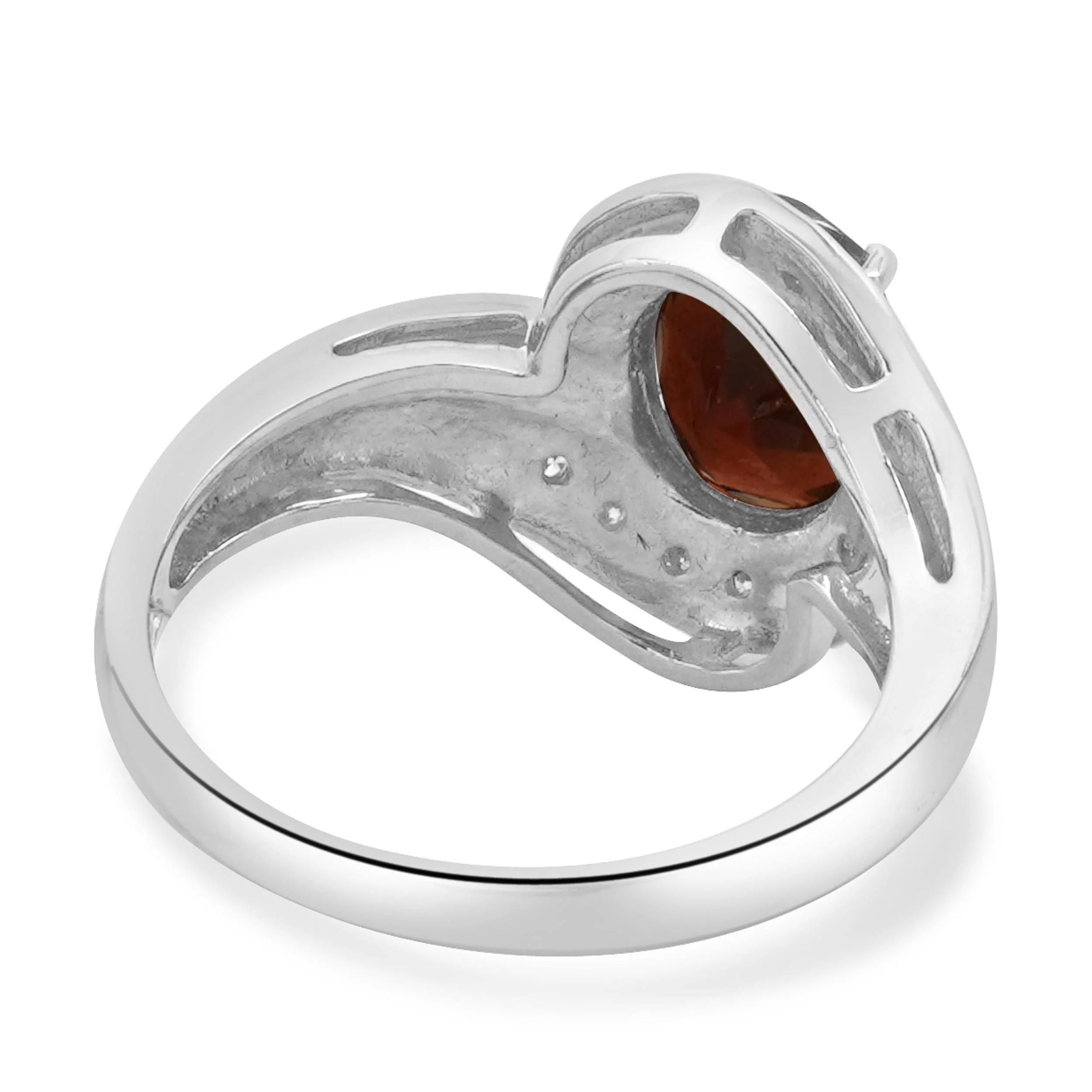 18 Karat White Gold Garnet and Diamond Bypass Ring - Image 4